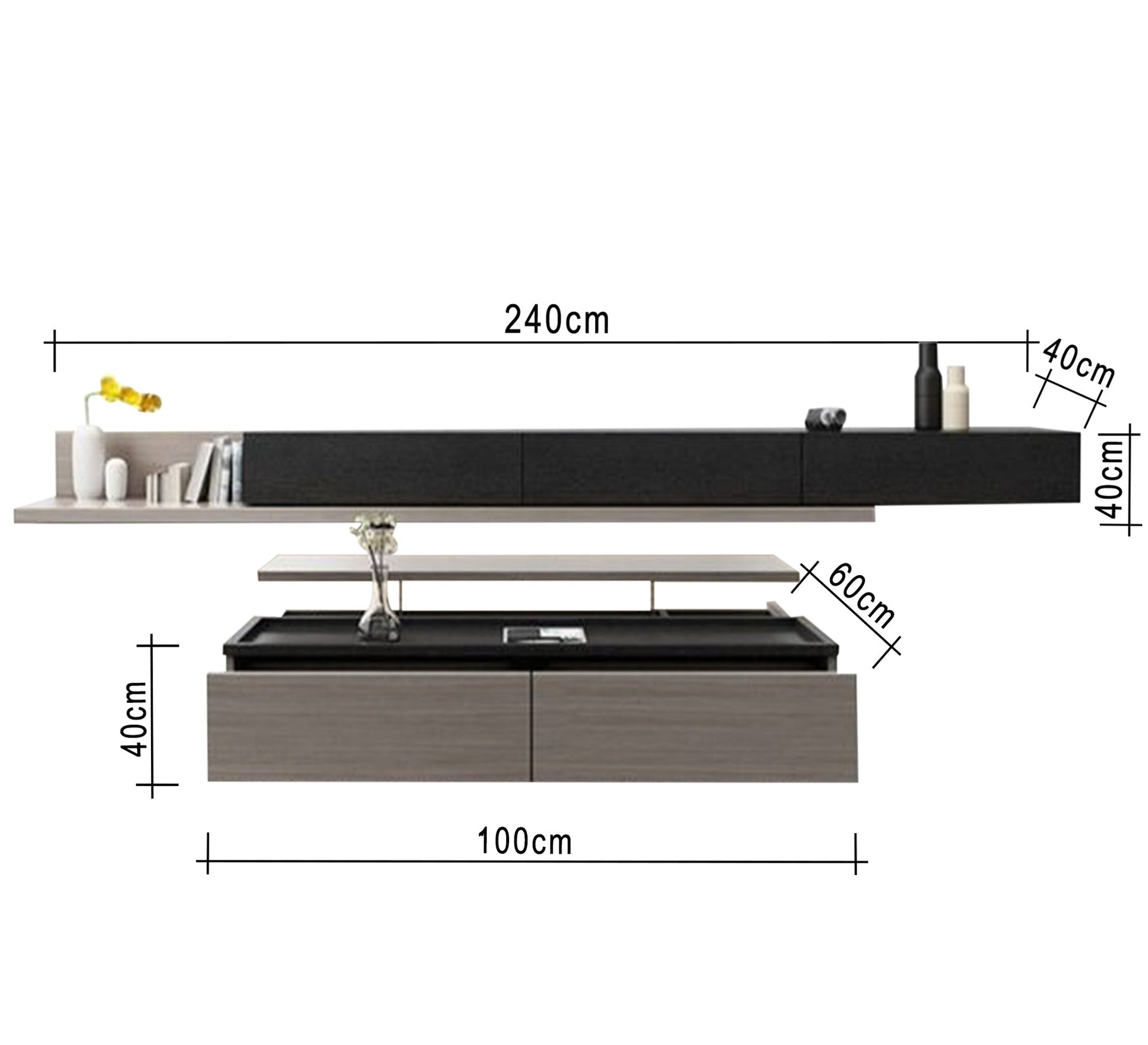 Table and TV unit with three drawers - Vitrine Furniture - Furniture
