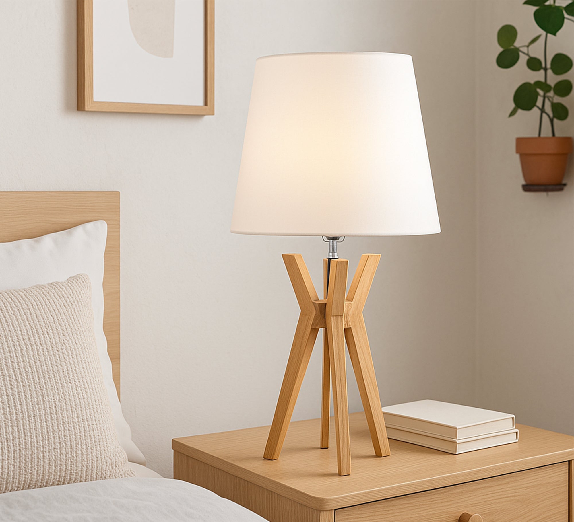 Table lighting unit with a beech base - Vitrine Furniture - Lighting