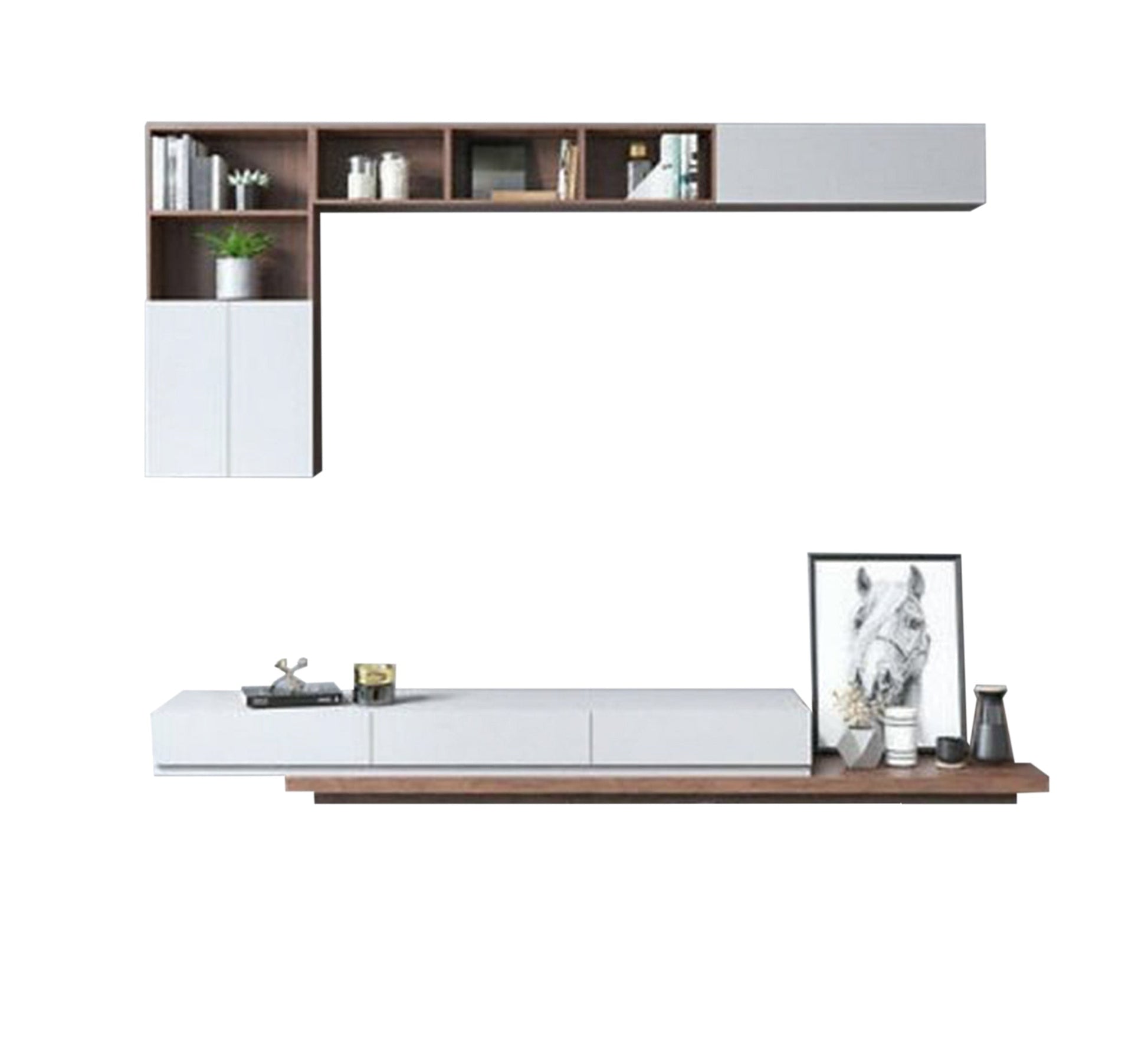 Table, TV unit and white upper part - Vitrine Furniture - Furniture