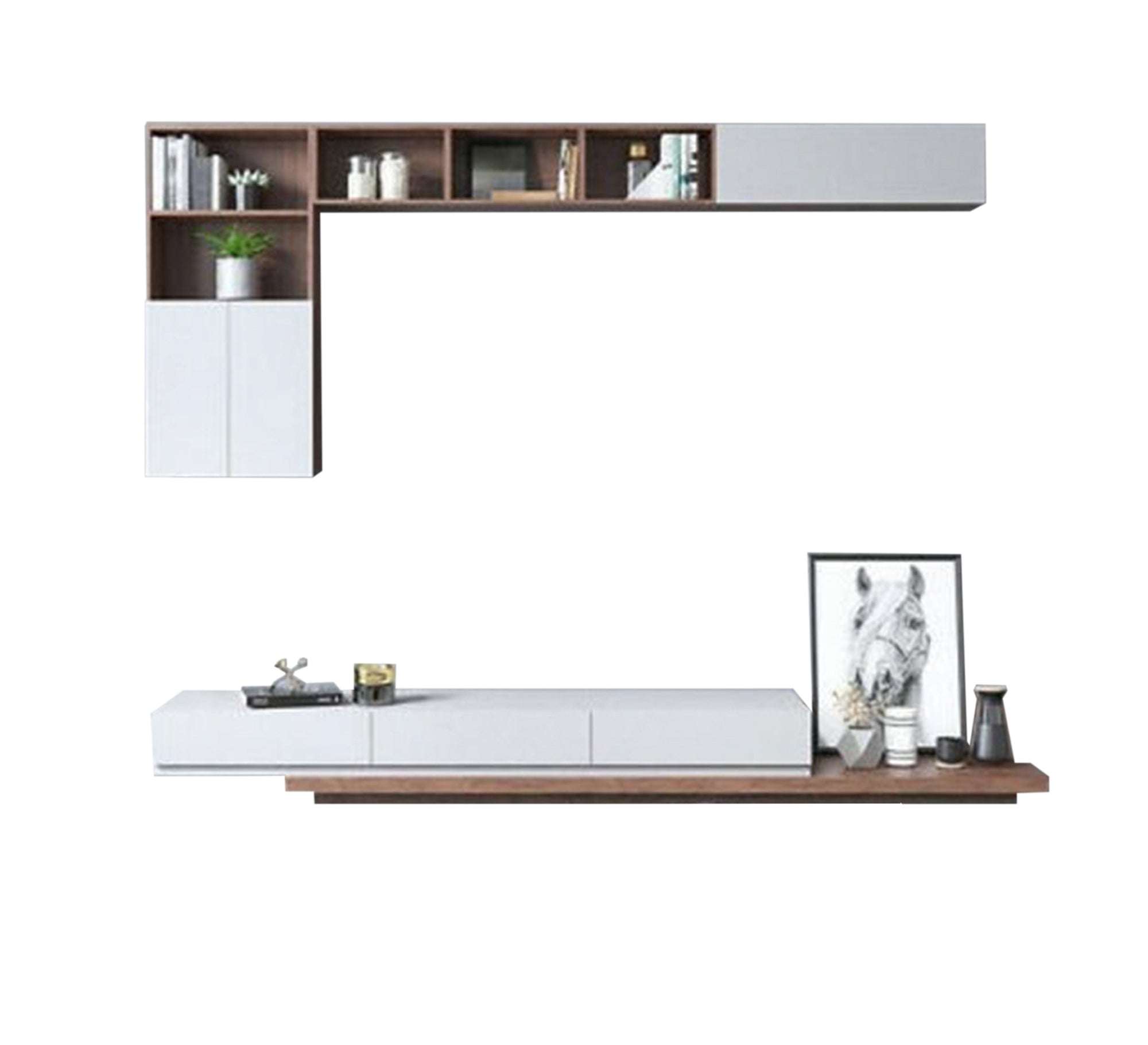 Table, TV unit and white upper part - Vitrine Furniture - Furniture