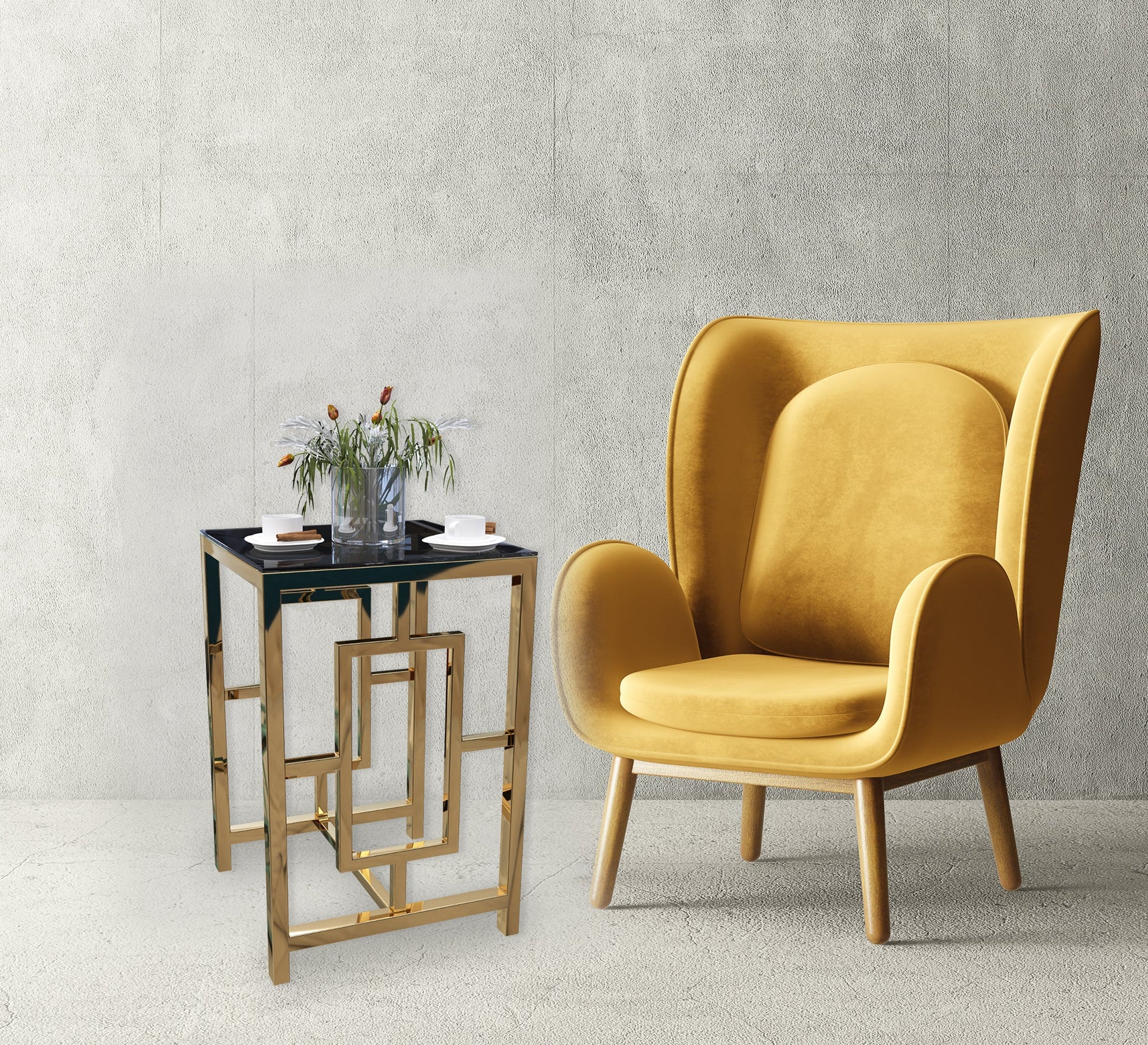 Table with steel sticks, overlapping beams - Vitrine Furniture - Furniture