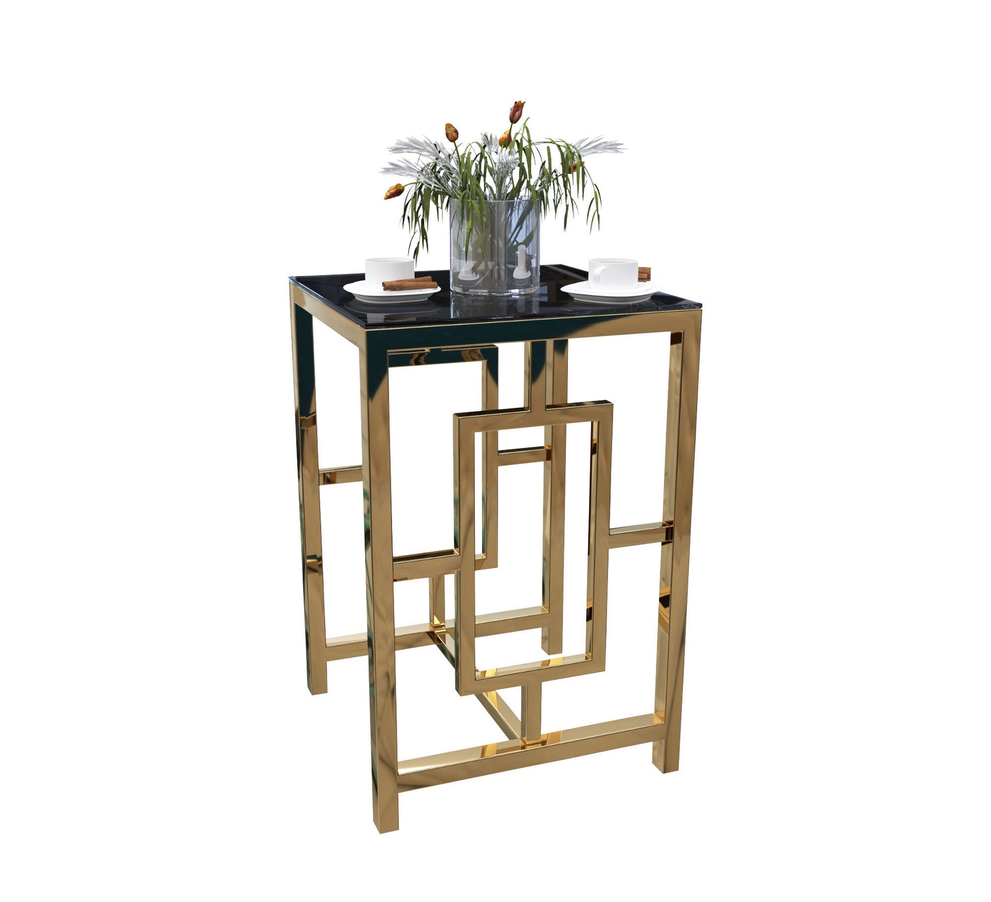 Table with steel sticks, overlapping beams - Vitrine Furniture - Furniture