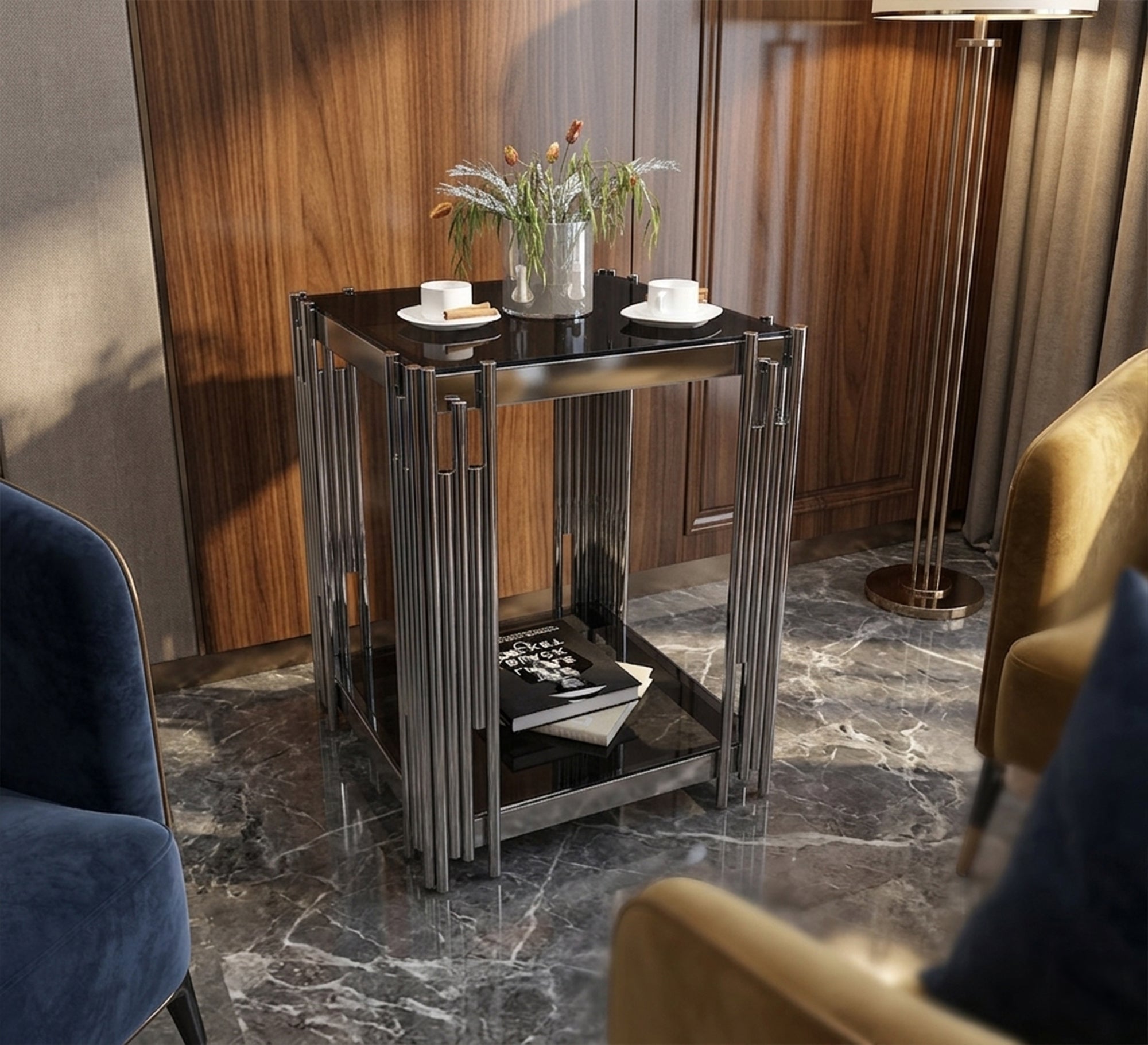Table with thin decorative tube tops - Vitrine Furniture - Side Tables