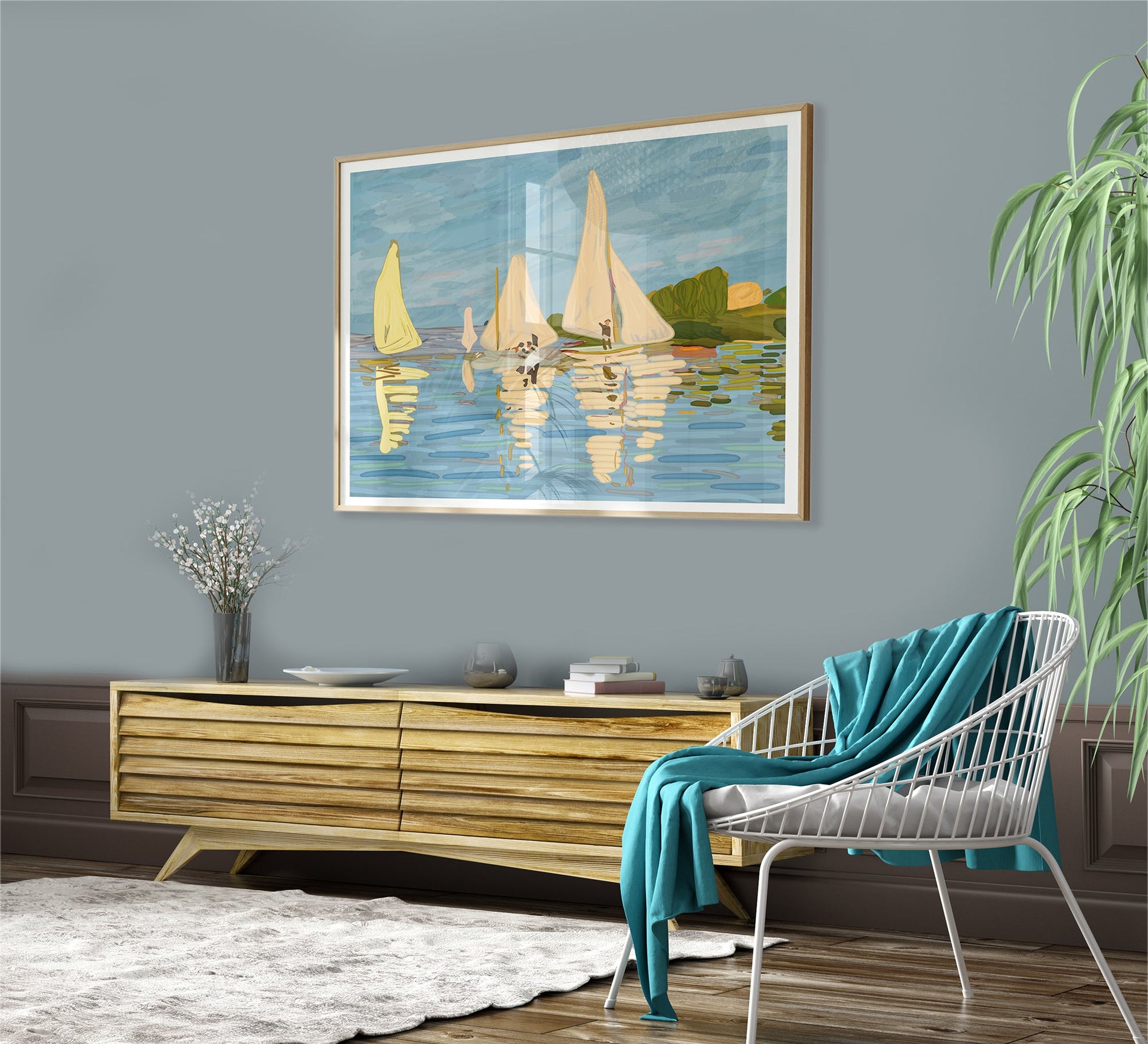 Tableau for a group of sailboats - Vitrine Furniture - Décor