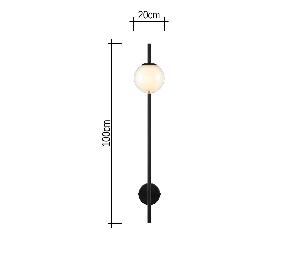 Tall Black Linear Globe Wall Sconce - Vitrine Furniture - Wall Sconce