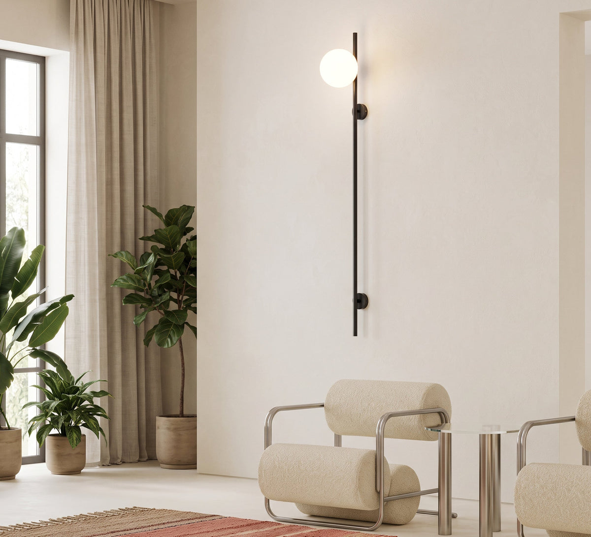 Tall Black Linear Globe Wall Sconce - Vitrine Furniture - Wall Sconce