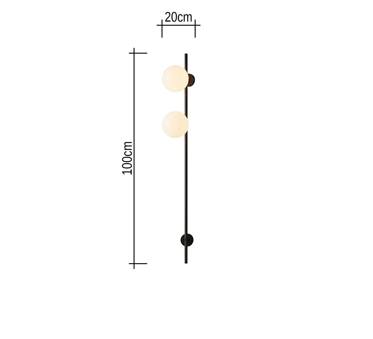 Tall Black Linear Twin Globe Sconce - Vitrine Furniture - Wall Sconce