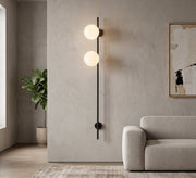 Tall Black Linear Twin Globe Sconce - Vitrine Furniture - Wall Sconce