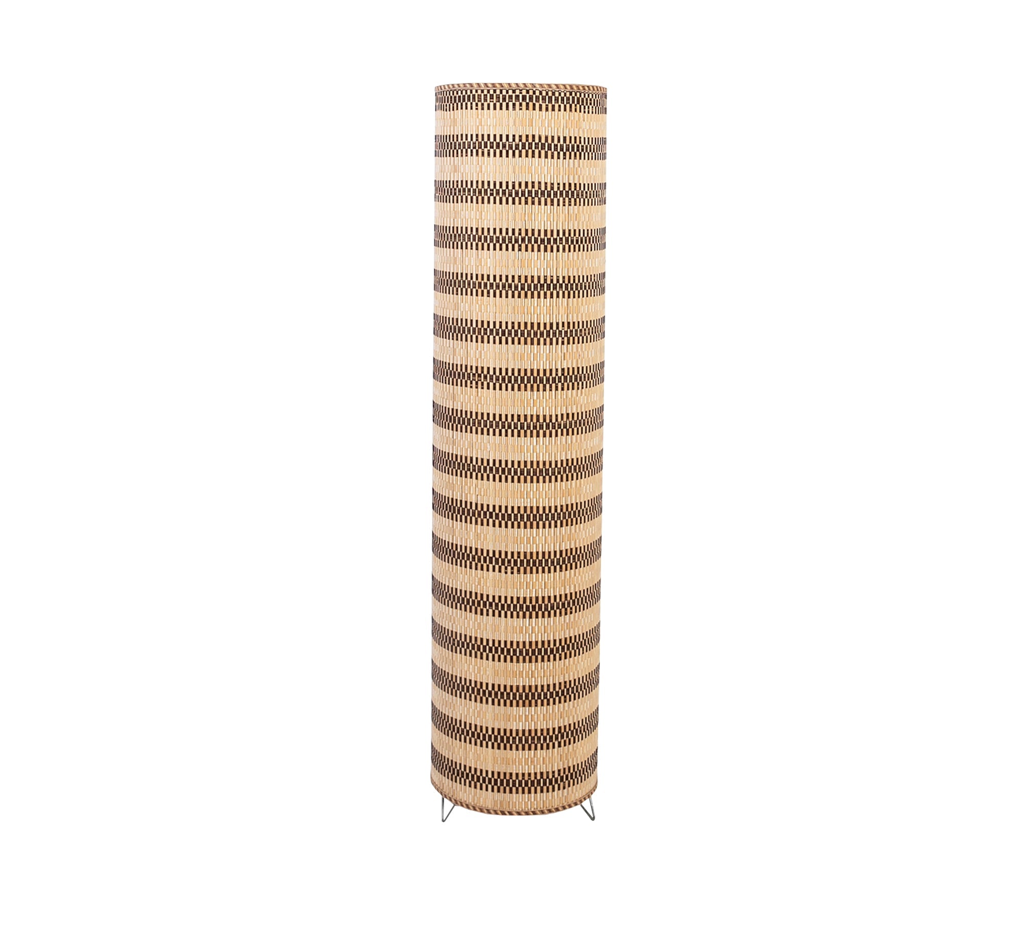 Tall cylindrical floor lamp in beige and brown - Vitrine Furniture - Lighting