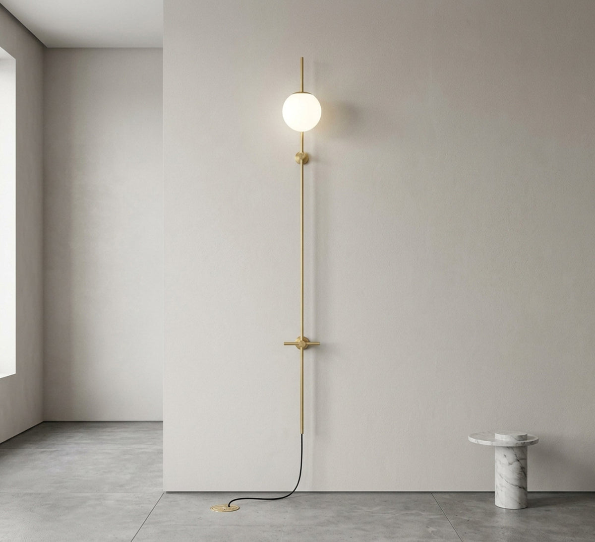 Tall Gold Linear Globe Wall Sconce - Vitrine Furniture - Wall Sconce