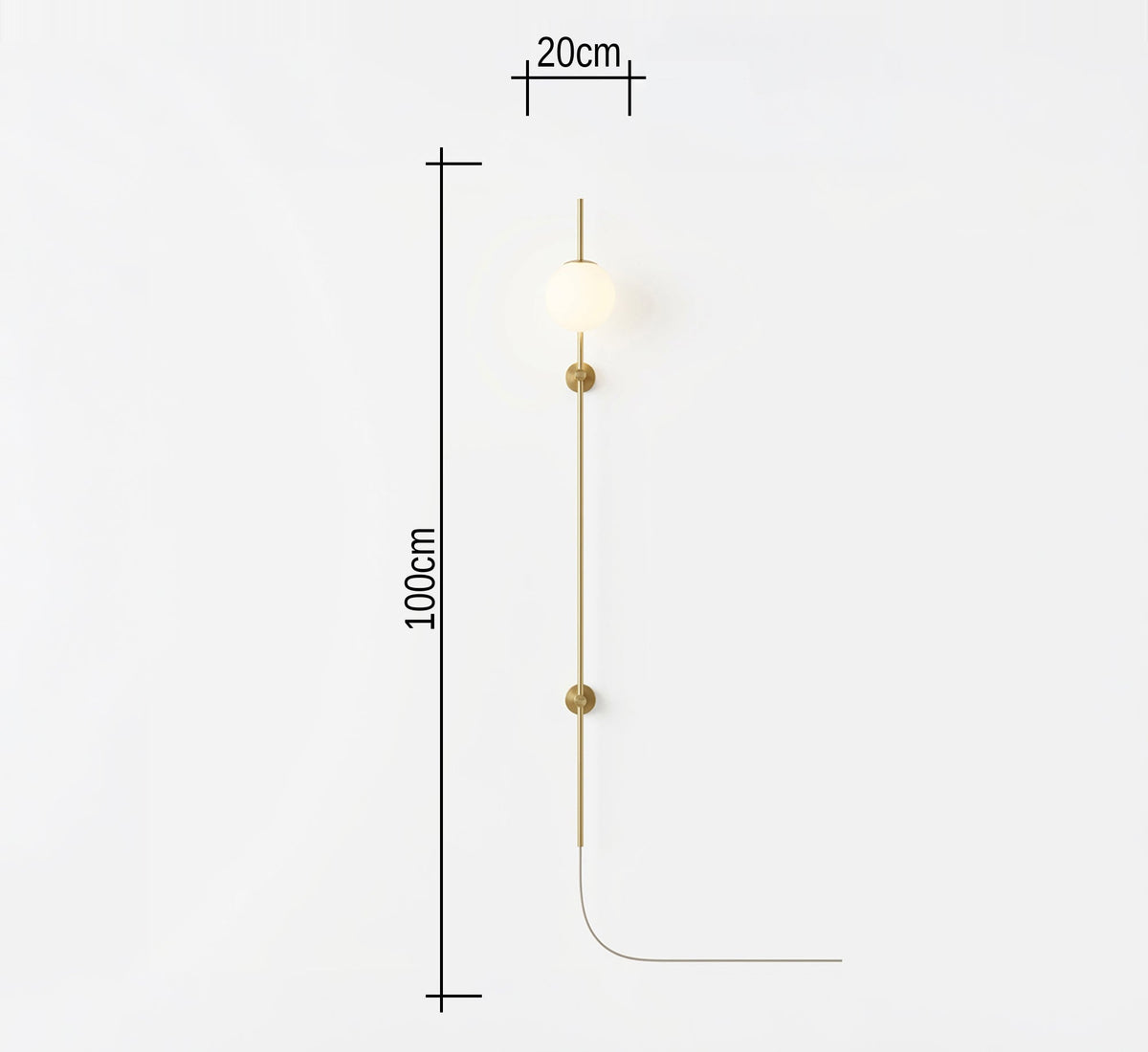 Tall Gold Linear Globe Wall Sconce - Vitrine Furniture - Wall Sconce