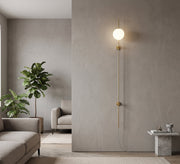 Tall Gold Linear Globe Wall Sconce - Vitrine Furniture - Wall Sconce