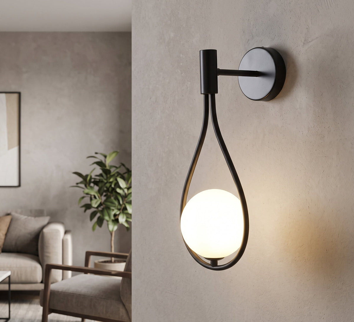 Teardrop Frame Wall Sconce with Globe - Vitrine Furniture - Wall Sconce