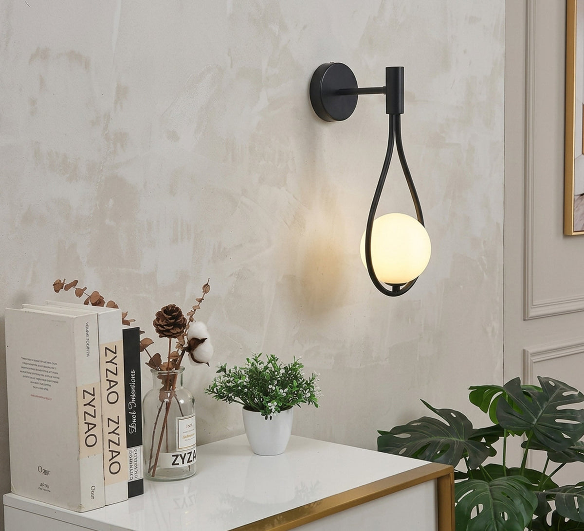 Teardrop Frame Wall Sconce with Globe - Vitrine Furniture - Wall Sconce