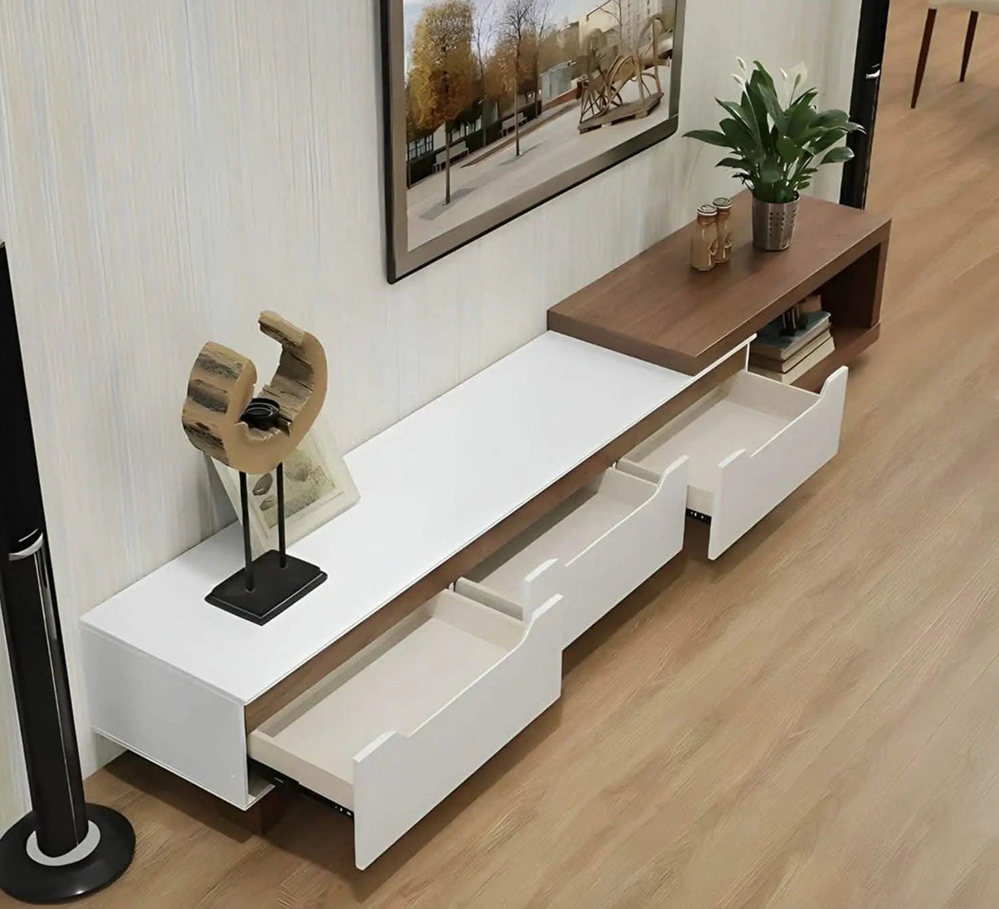 Tenting table set in white and warm wood - Vitrine Furniture - Furniture