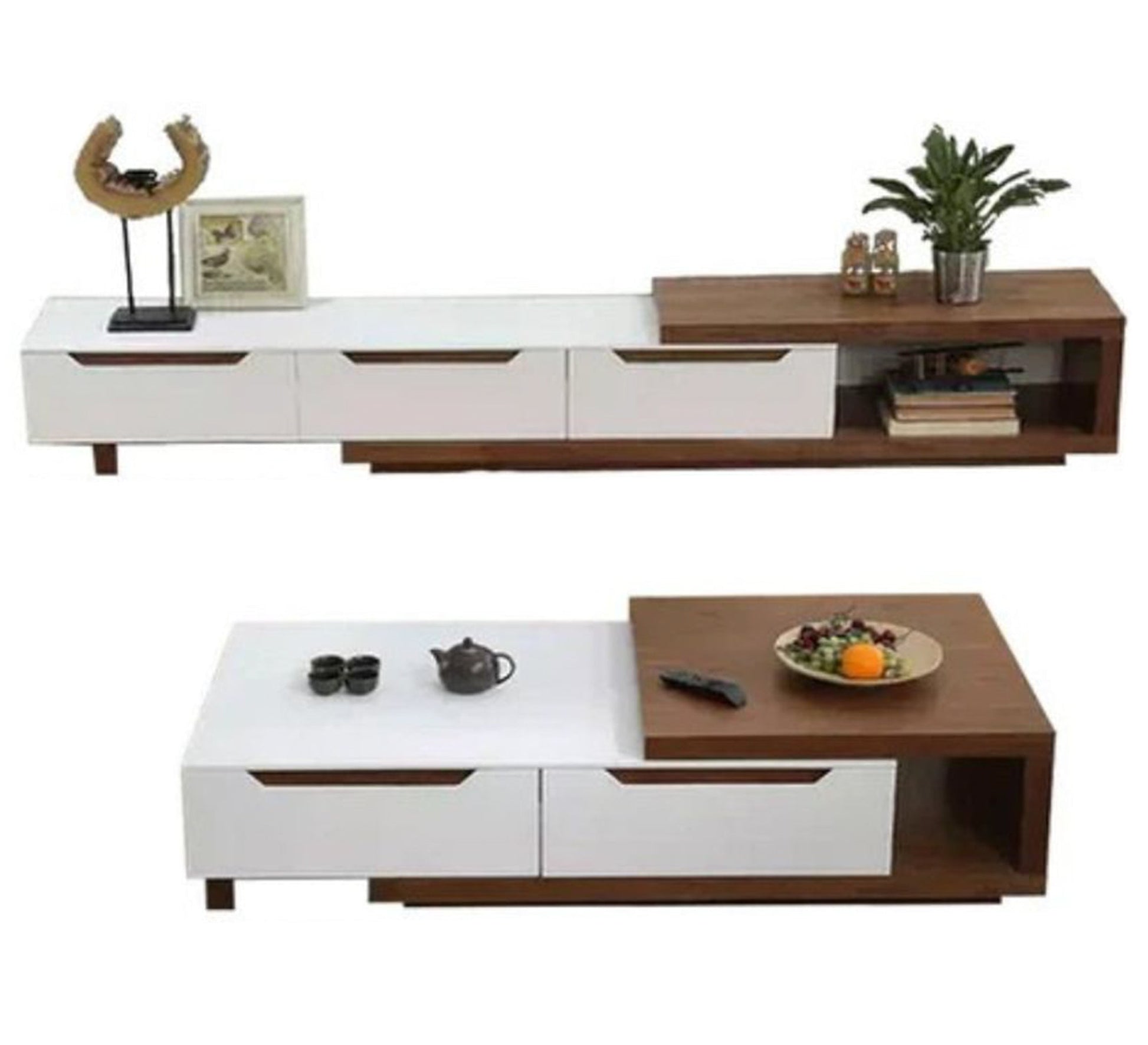 Tenting table set in white and warm wood - Vitrine Furniture - Furniture