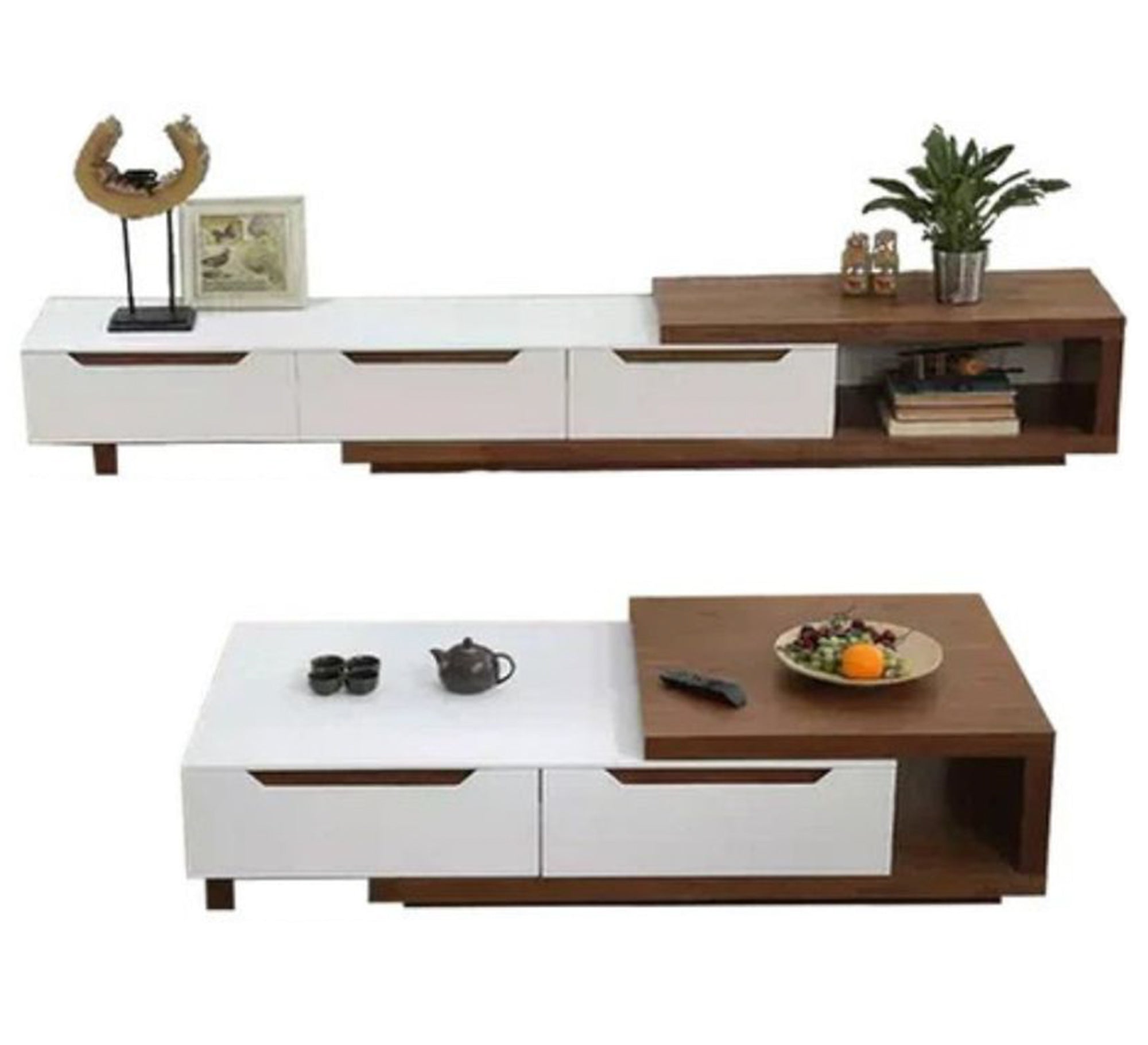 Tenting table set in white and warm wood - Vitrine Furniture - Furniture