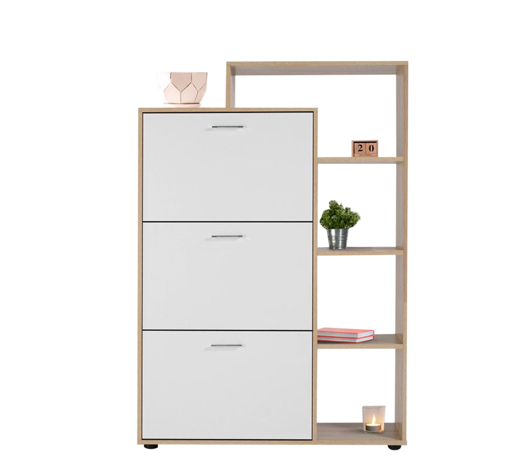 The shoe rack has three flap leaf and a bookcase - Vitrine Furniture - Furniture