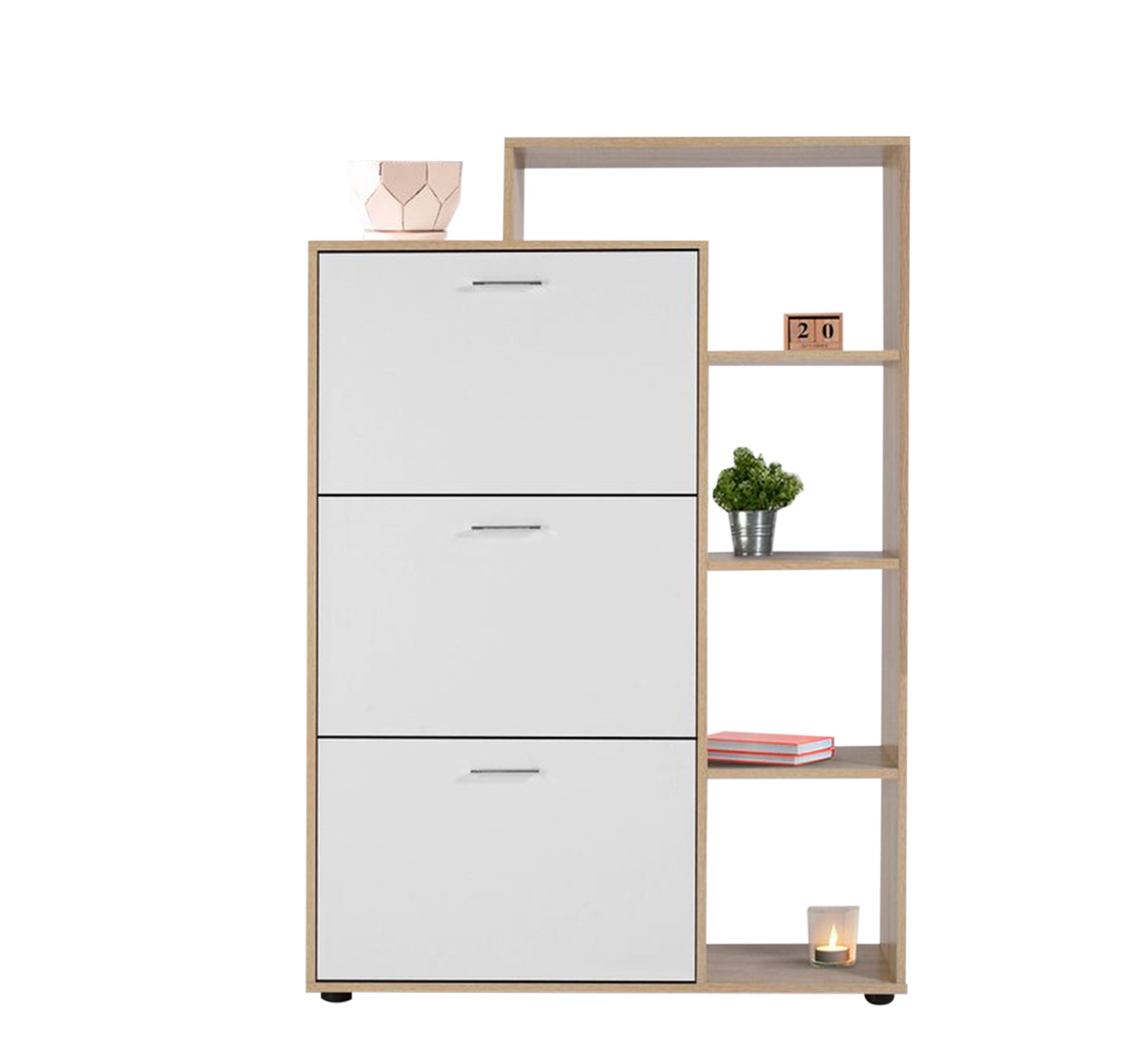 The shoe rack has three flap leaf and a bookcase - Vitrine Furniture - Furniture