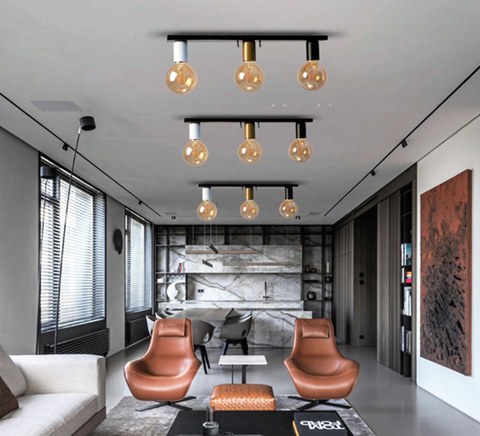 Three - bulb ceiling lamp with colored switches - Vitrine Furniture - Lighting