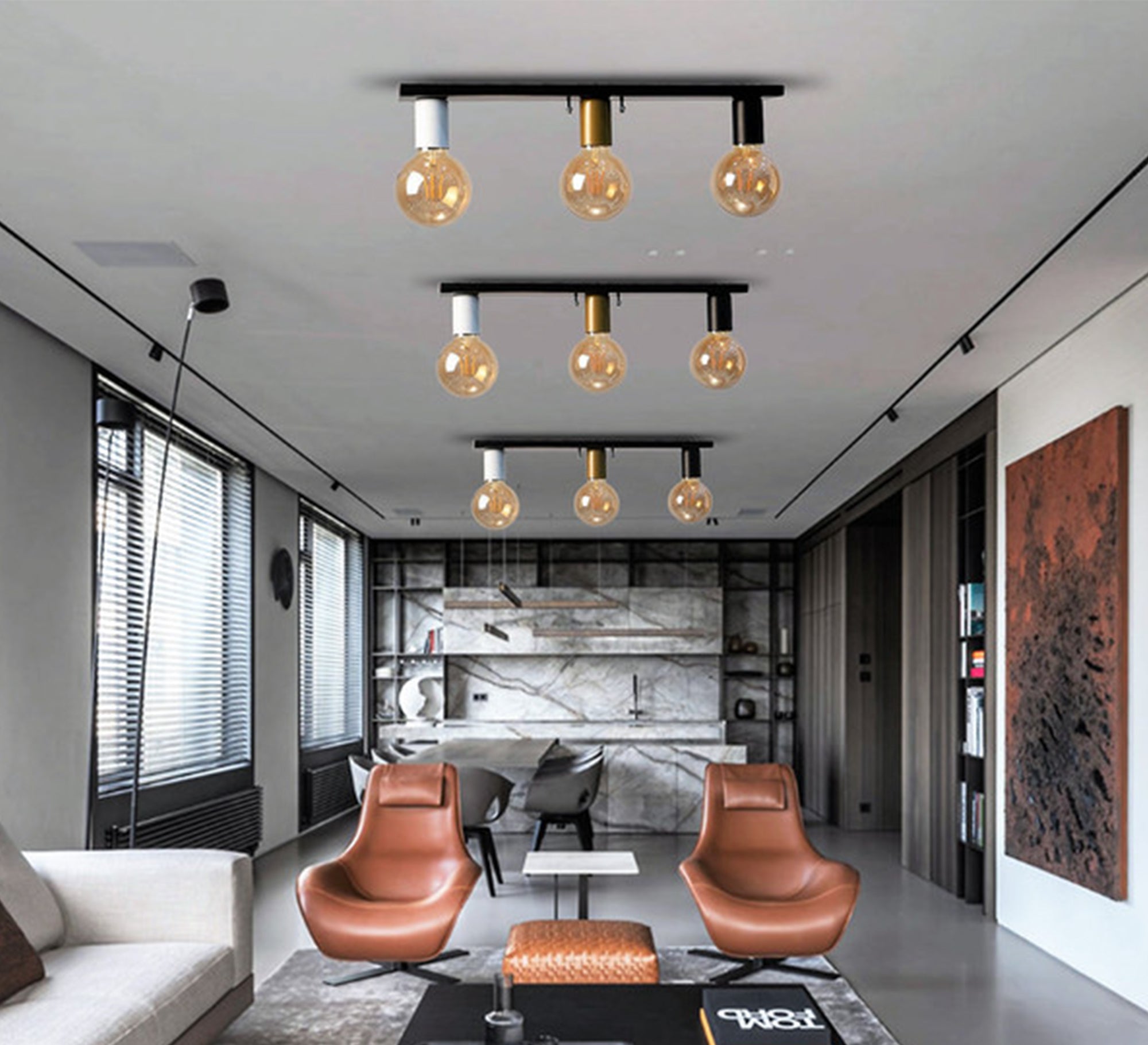 Three - bulb ceiling lamp with colored switches - Vitrine Furniture - Lighting