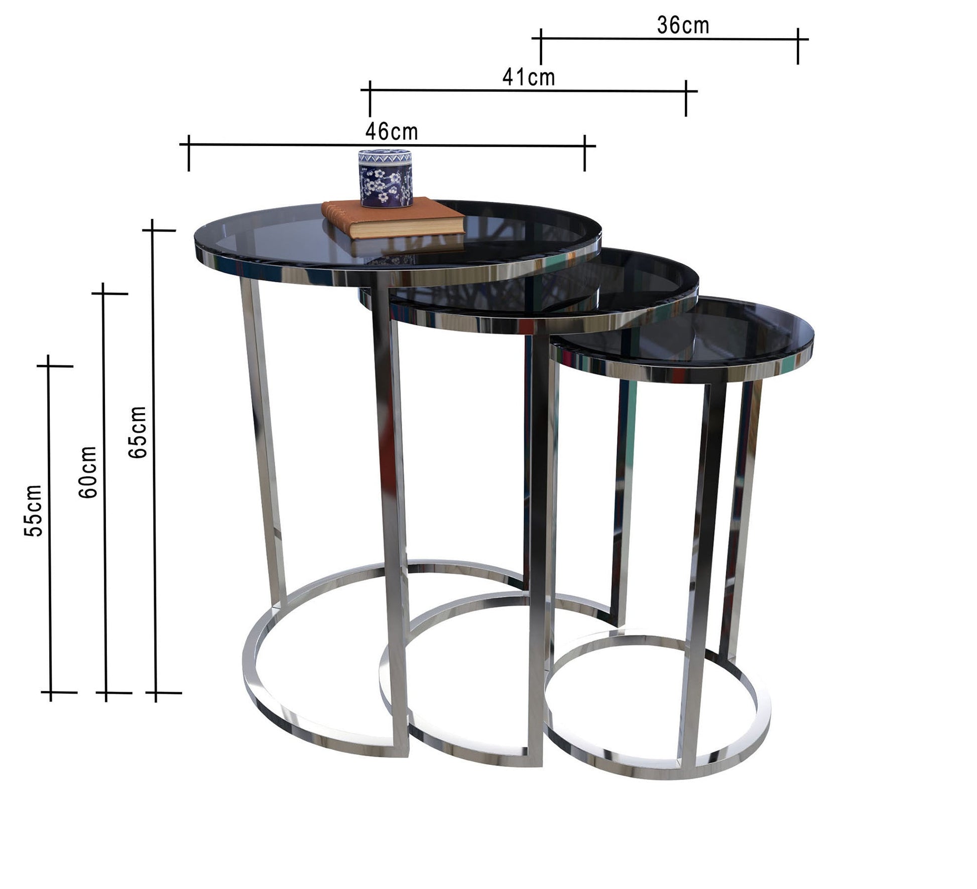 Three delicately designed circular tables - Vitrine Furniture - Side Tables