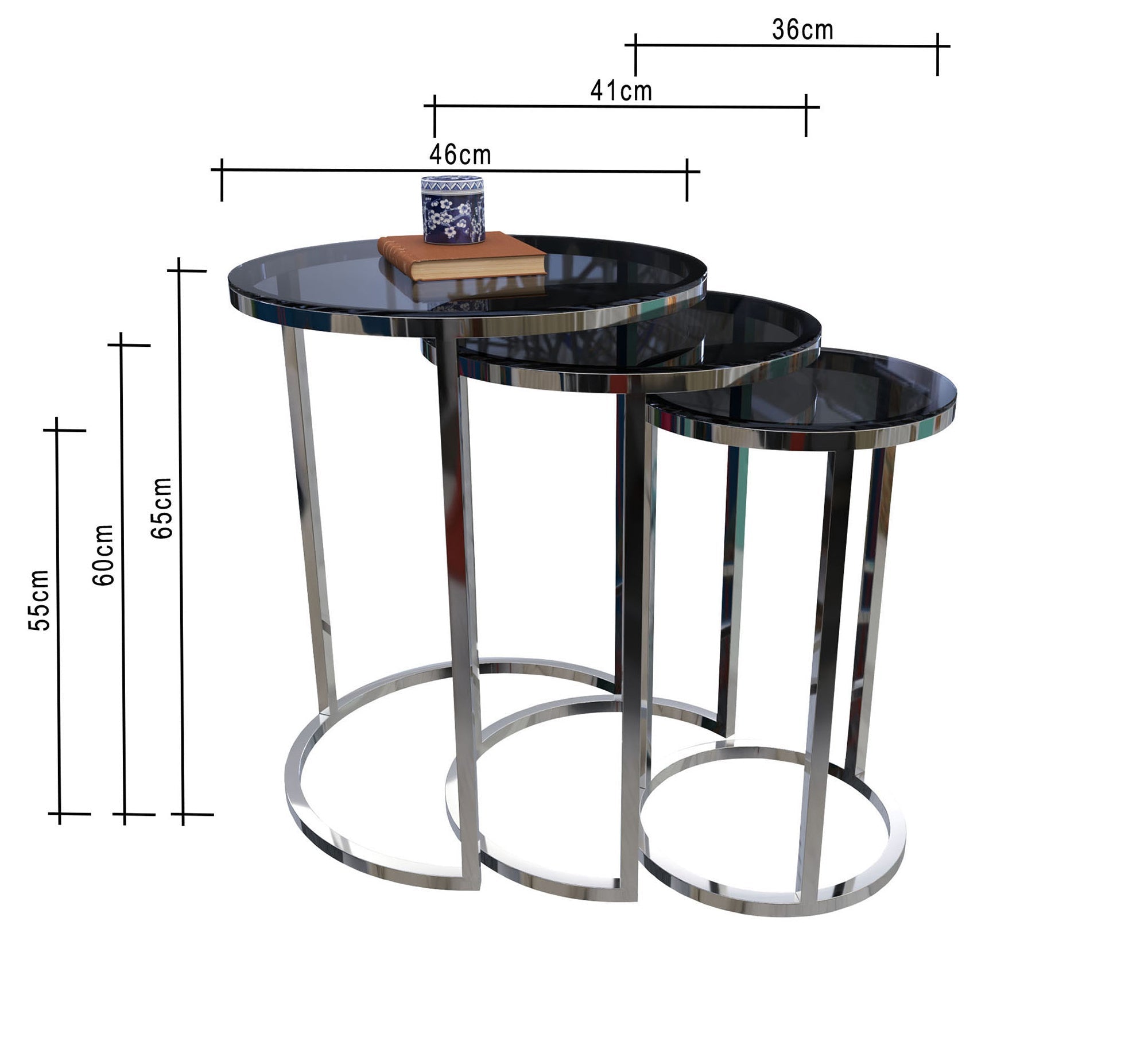 Three delicately designed circular tables - Vitrine Furniture - Side Tables