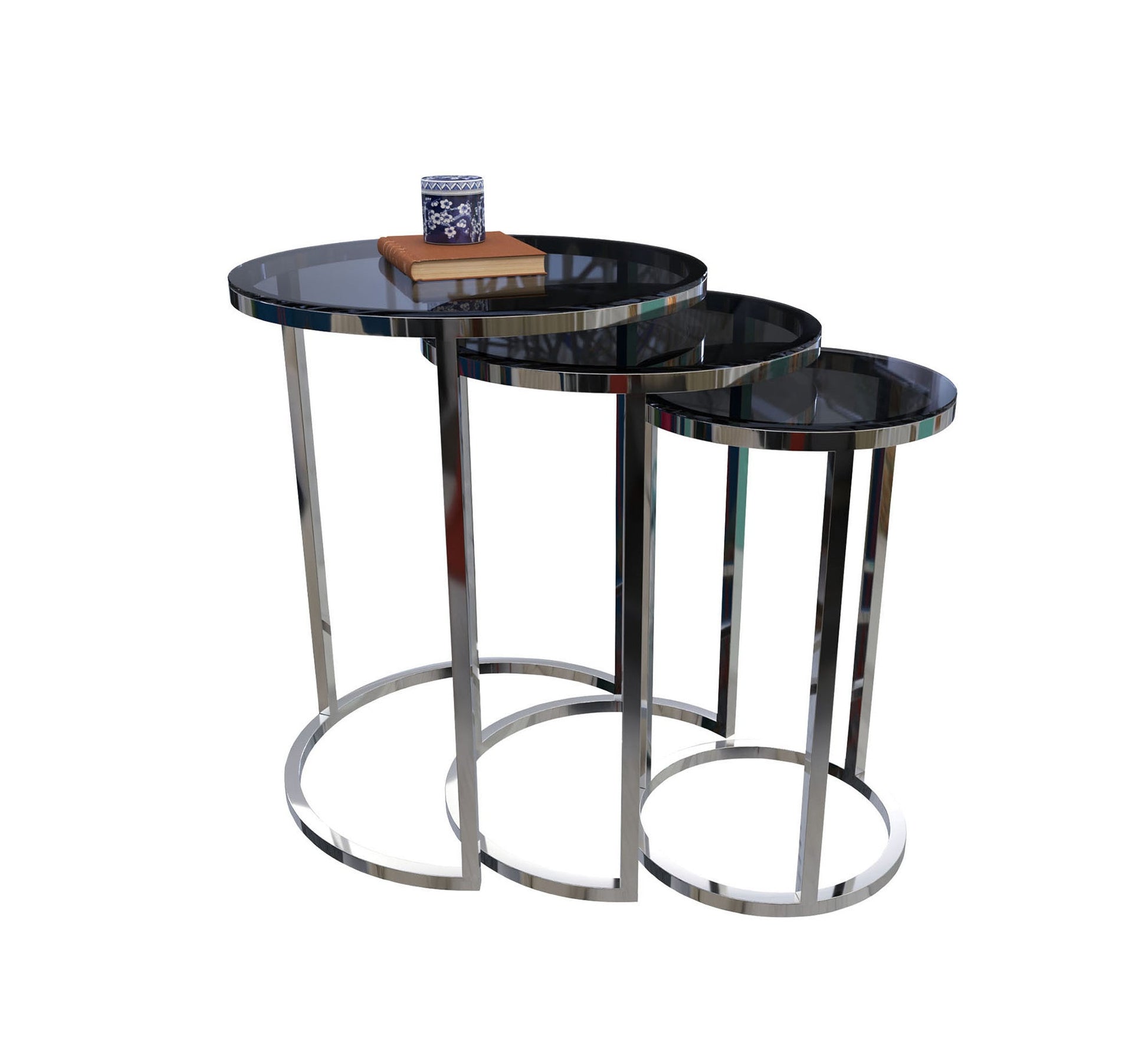 Three delicately designed circular tables - Vitrine Furniture - Side Tables