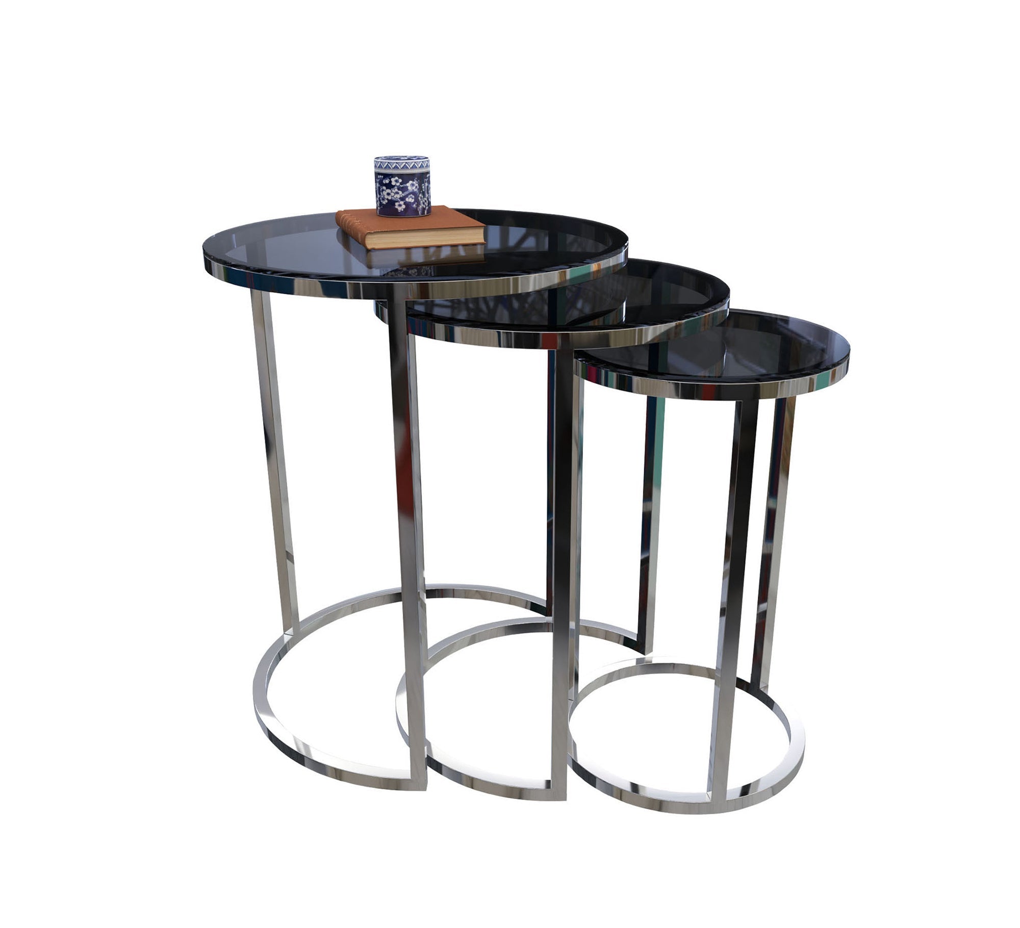 Three delicately designed circular tables - Vitrine Furniture - Side Tables