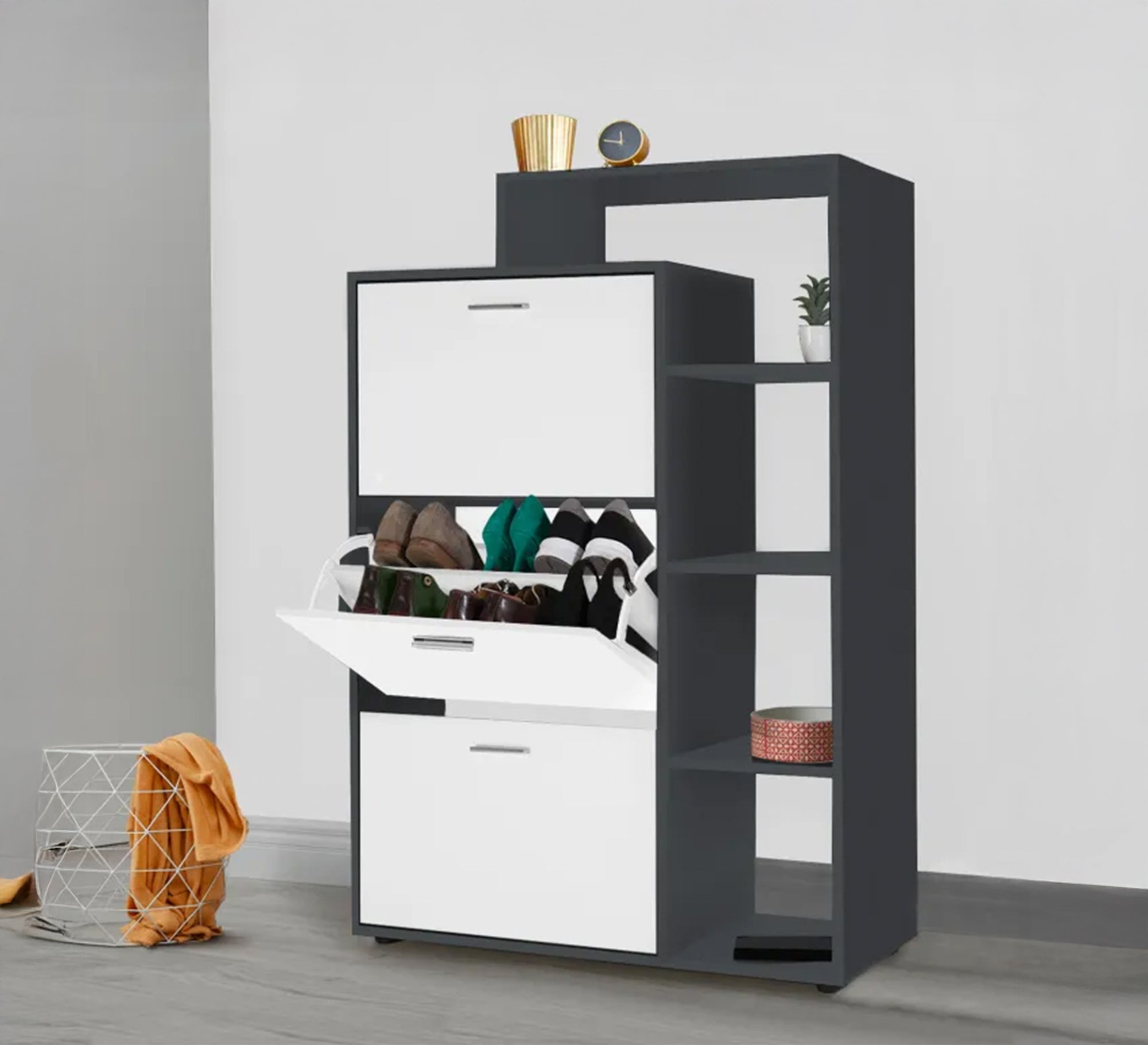 Three - door shoe rack with fan - Vitrine Furniture - Furniture