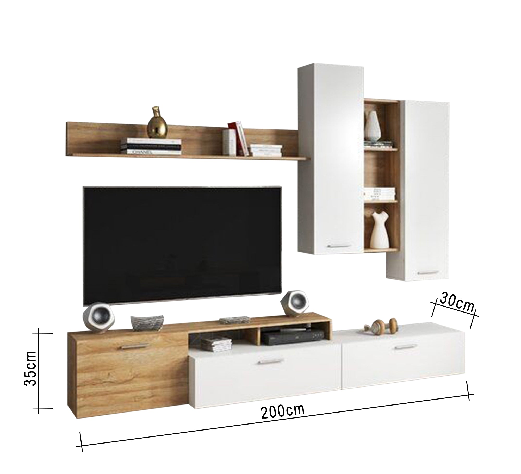 Three - Doors TV Table, Sleek & Spacious Design - Vitrine Furniture - Furniture