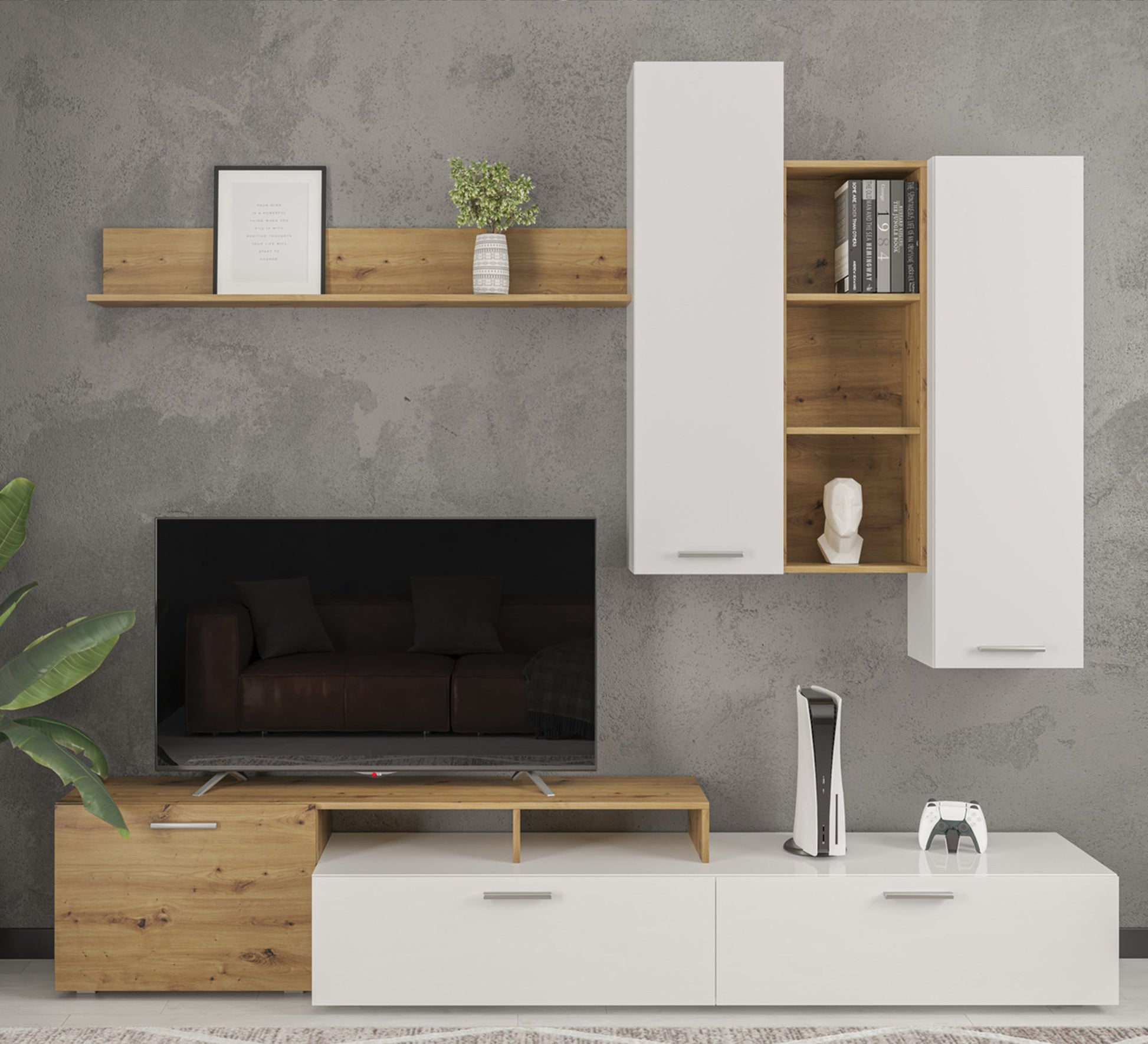 Three - Doors TV Table, Sleek & Spacious Design - Vitrine Furniture - Furniture