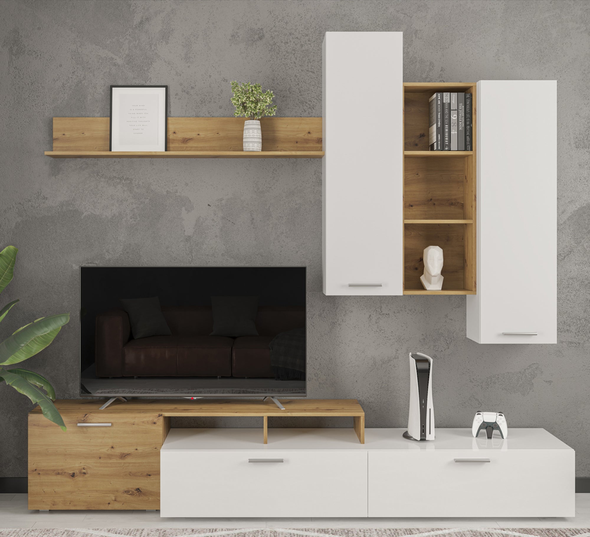 Three - Doors TV Table, Sleek & Spacious Design - Vitrine Furniture - Furniture