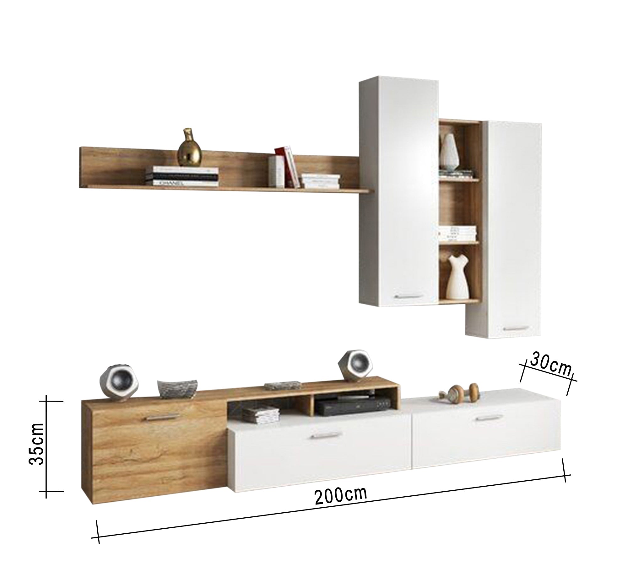 Three - Doors TV Table, Sleek & Spacious Design - Vitrine Furniture - Furniture
