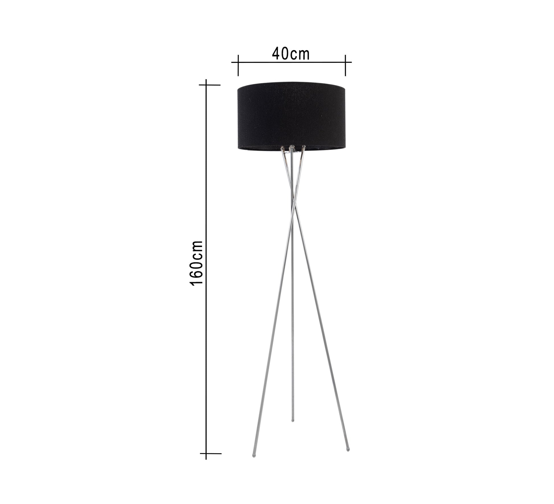 Three - legged metal floor lamp with black shade - Vitrine Furniture - Lighting