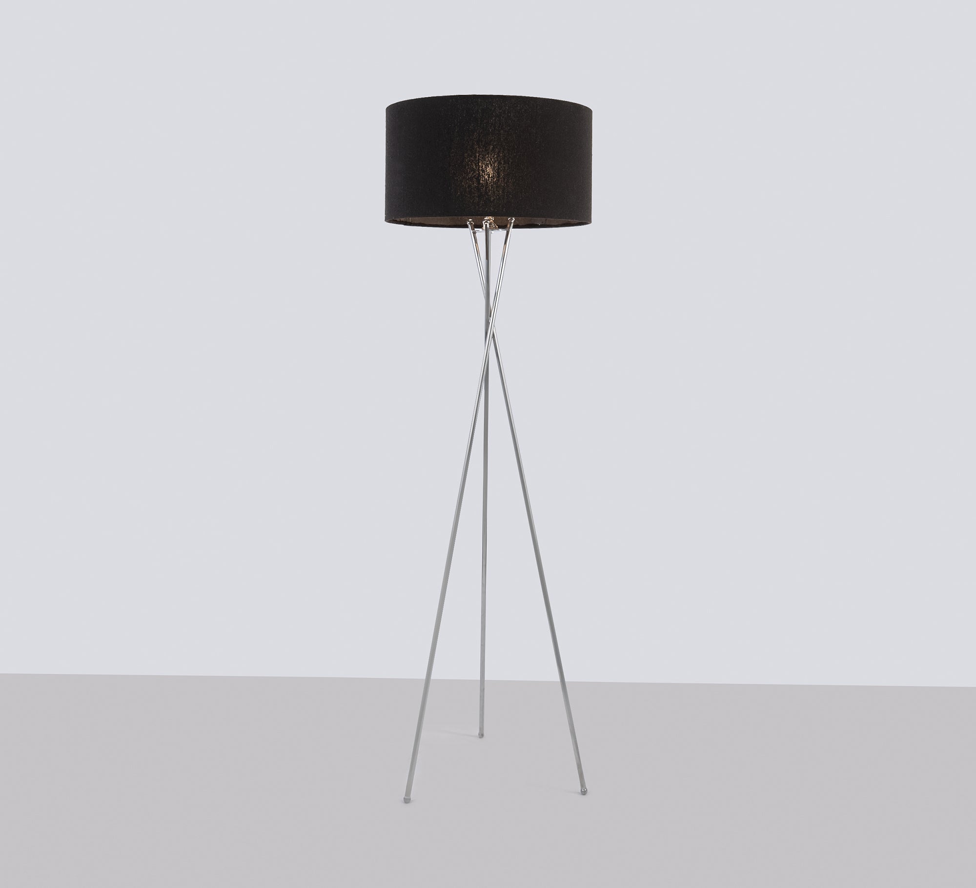 Three - legged metal floor lamp with black shade - Vitrine Furniture - Lighting
