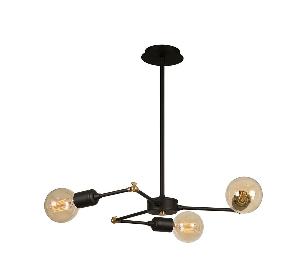 Three-light articulated pendant in black and gold - Vitrine Furniture - Ceiling lights