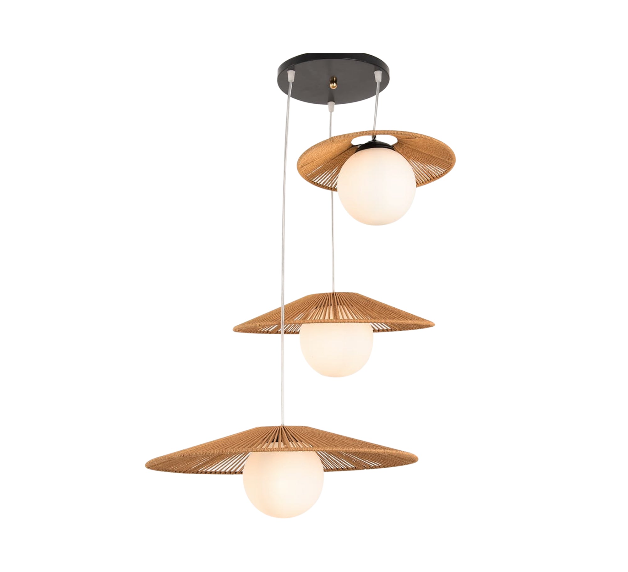 Three - light beige pendant lighting - Vitrine Furniture - Lighting