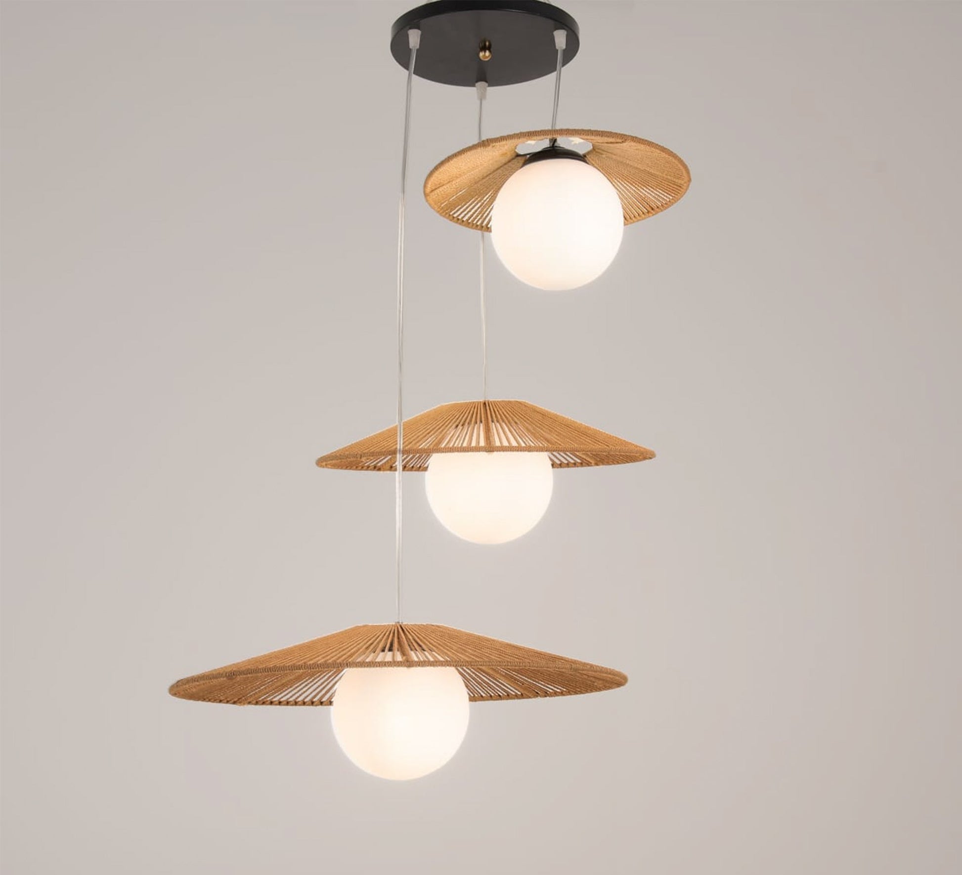 Three - light beige pendant lighting - Vitrine Furniture - Lighting
