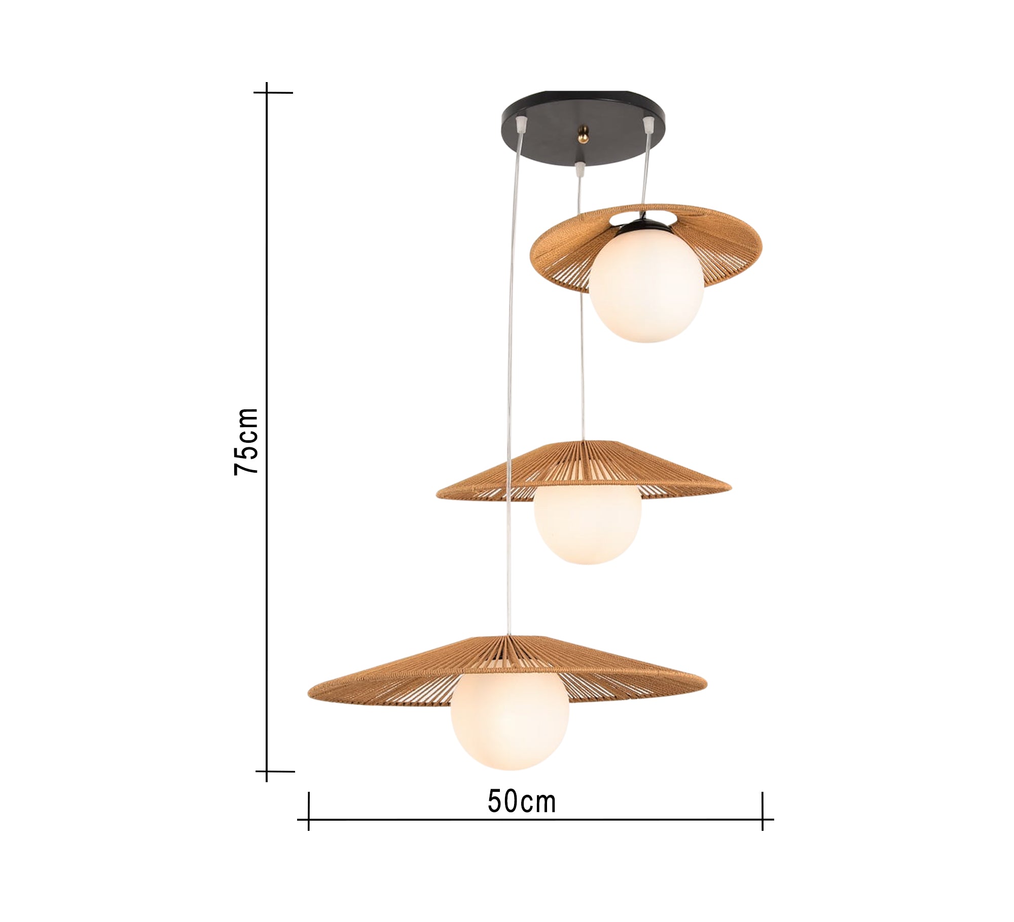 Three - light beige pendant lighting - Vitrine Furniture - Lighting