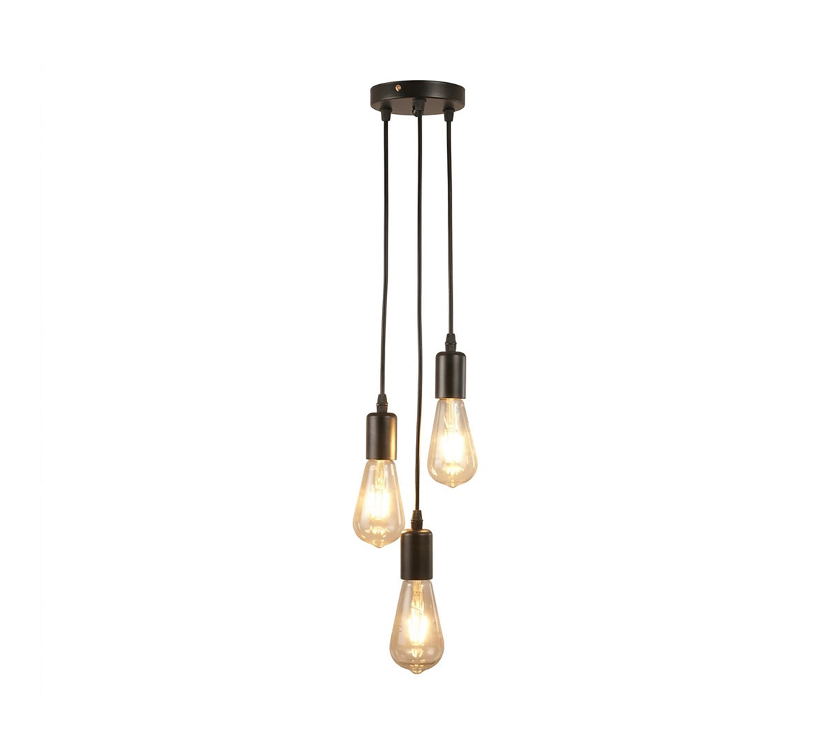 Three-light cluster pendant chandelier in black - Vitrine Furniture - Ceiling lights