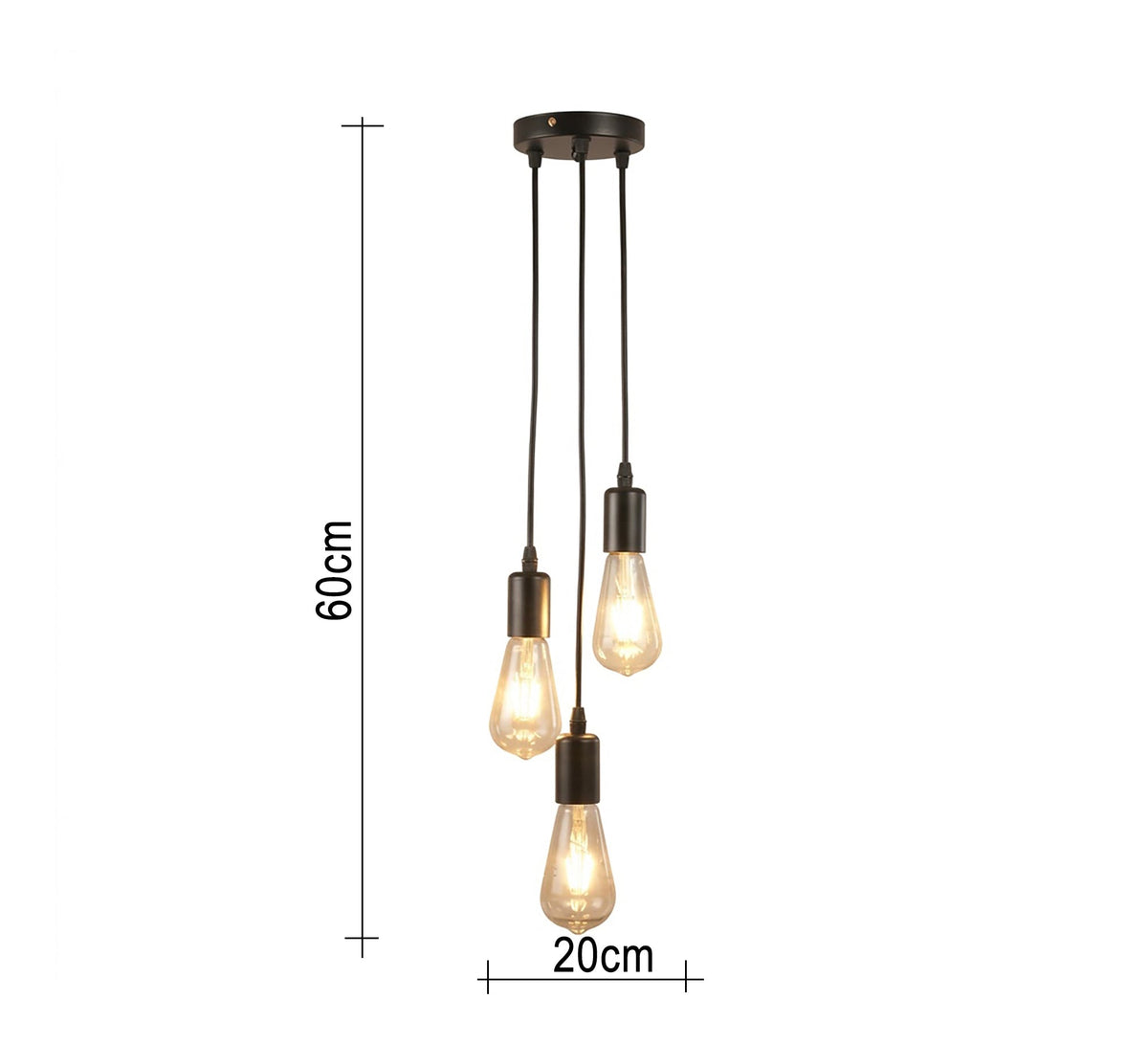 Three-light cluster pendant chandelier in black - Vitrine Furniture - Ceiling lights