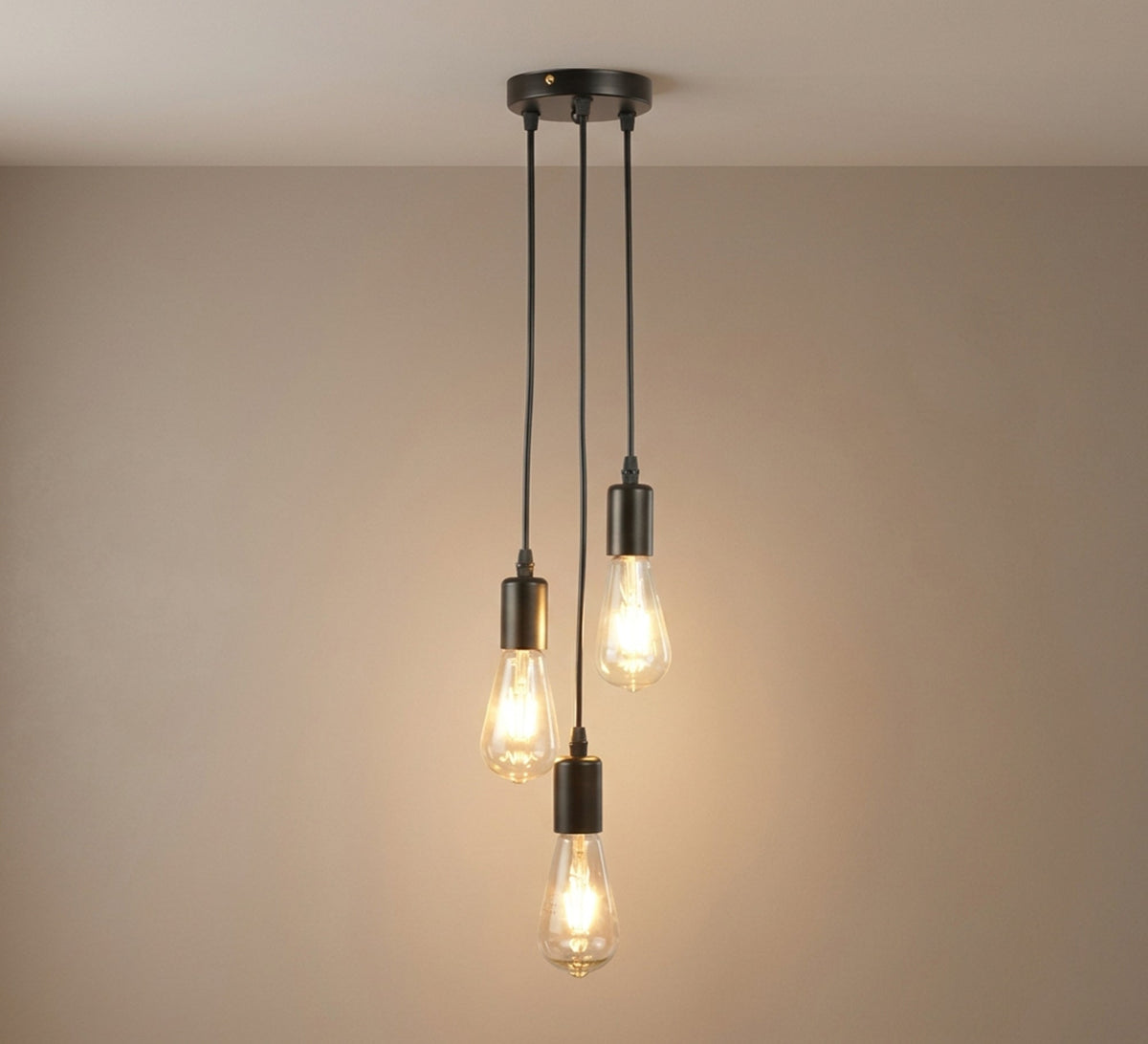 Three-light cluster pendant chandelier in black - Vitrine Furniture - Ceiling lights