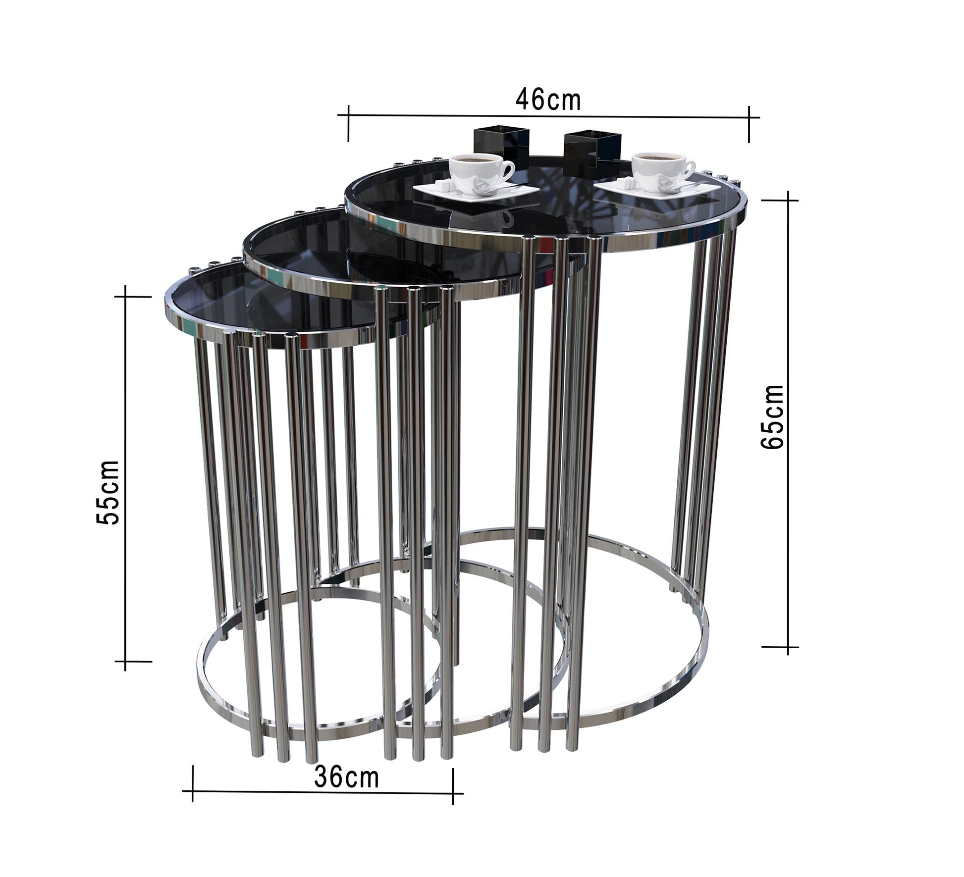 Three - piece round table set - Vitrine Furniture - Side Tables