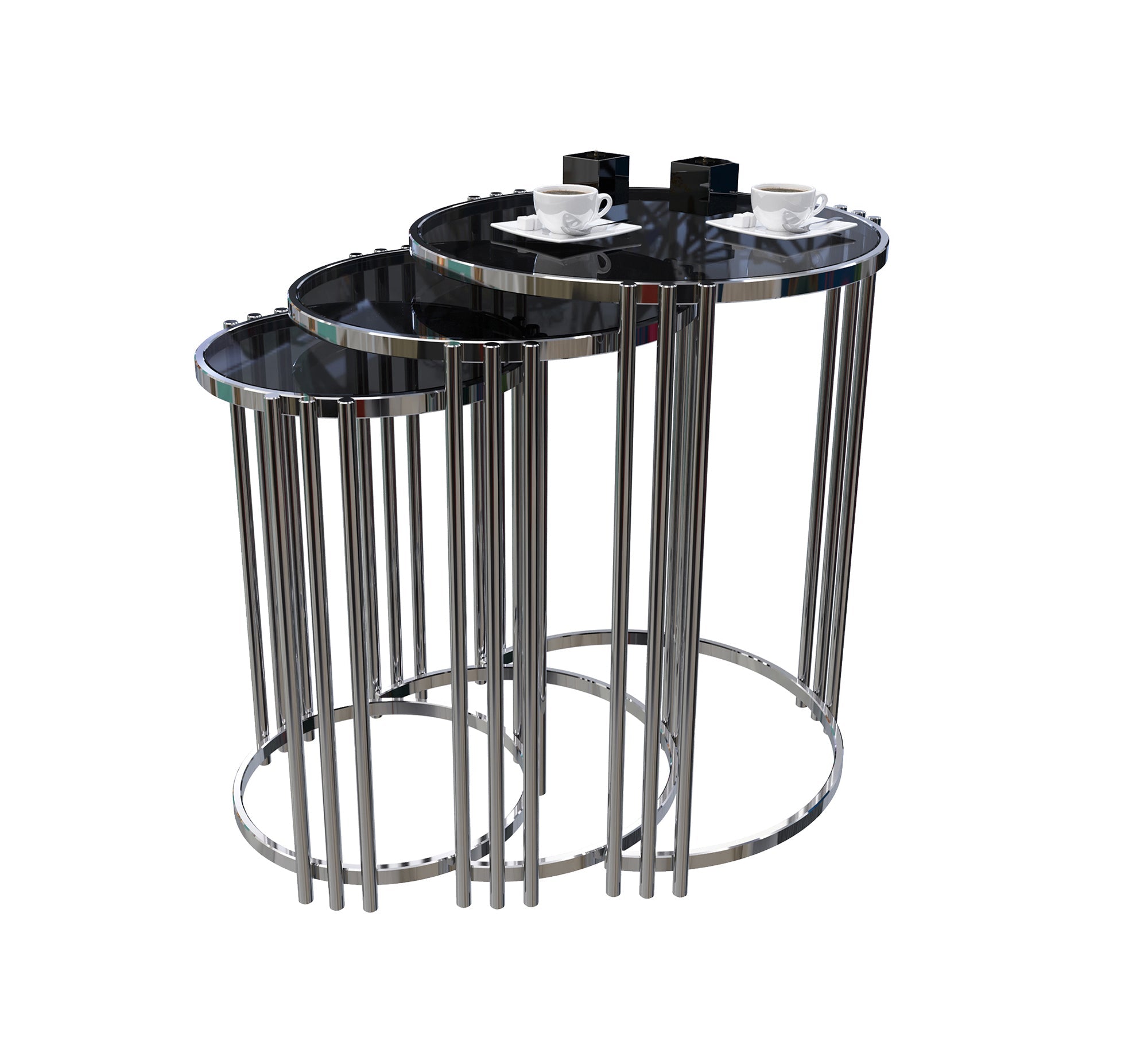 Three - piece round table set - Vitrine Furniture - Side Tables