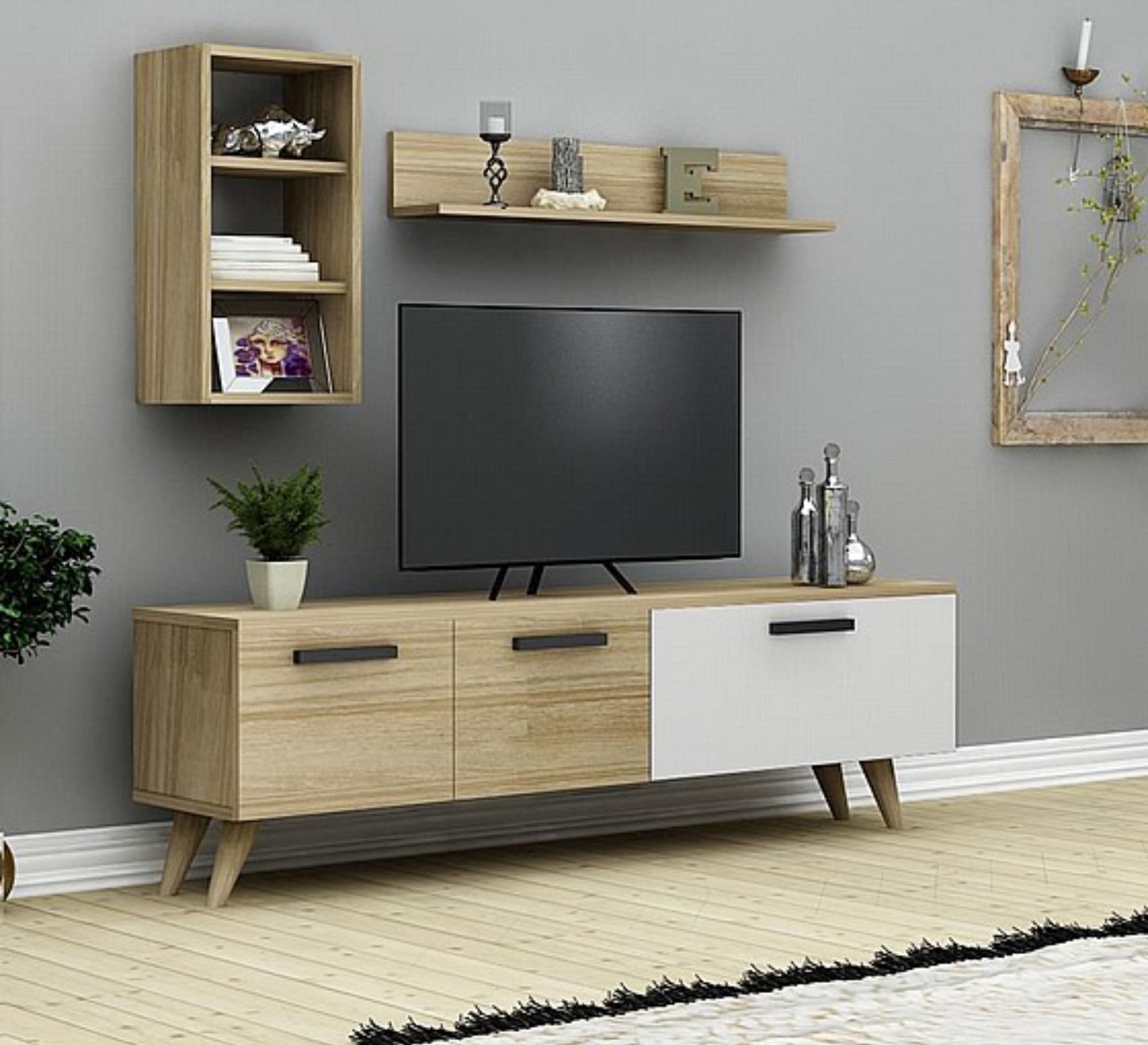 Three - piece TV cabinet - Vitrine Furniture - Furniture