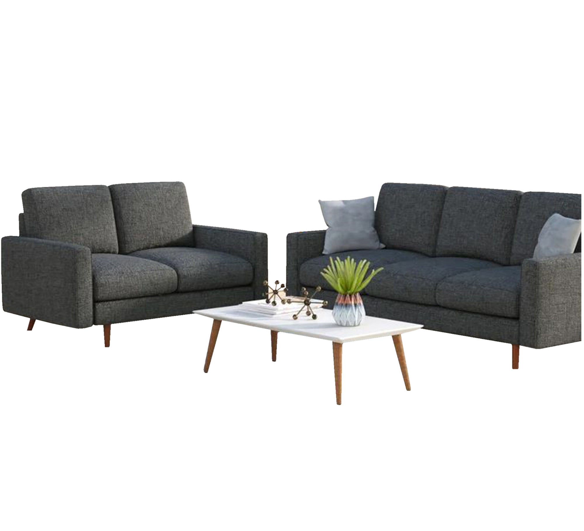 Three - seater sofa + two - seater sofa in luxurious dark grey - Vitrine Furniture - Living room Sofas
