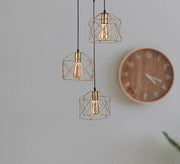 Three - shade ceiling lamp with metal cage - Vitrine Furniture - Lighting