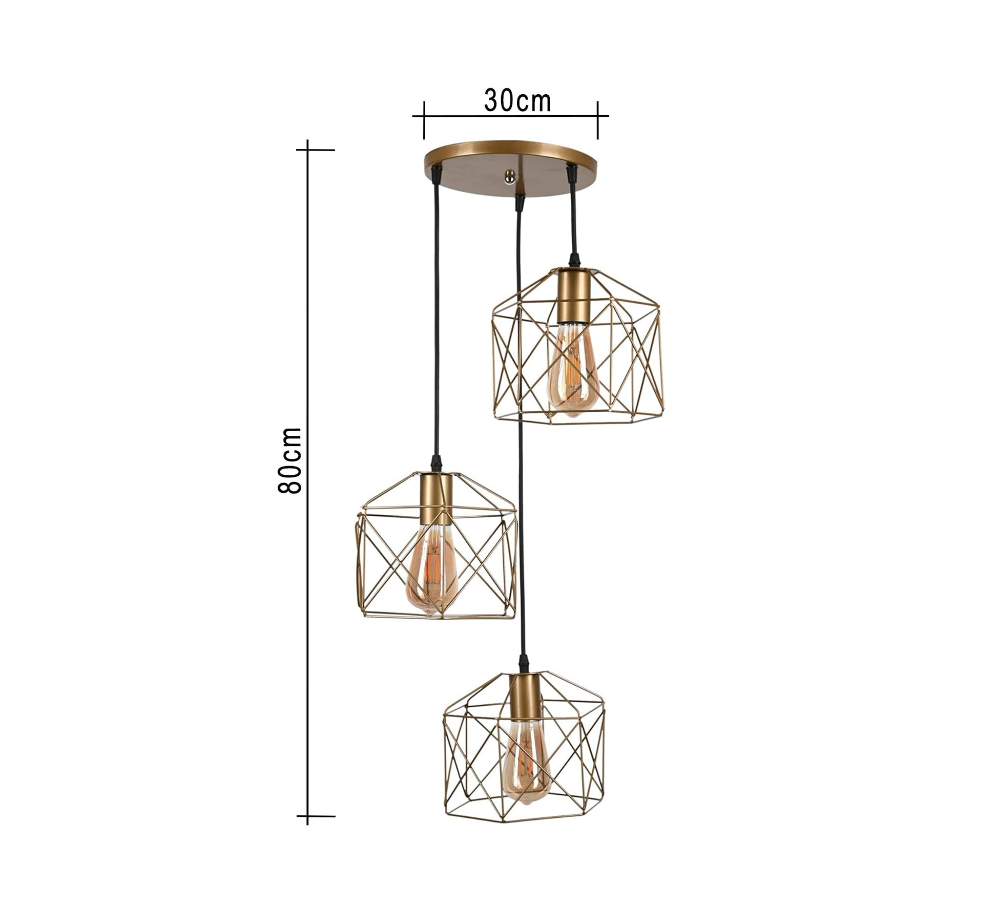 Three - shade ceiling lamp with metal cage - Vitrine Furniture - Lighting