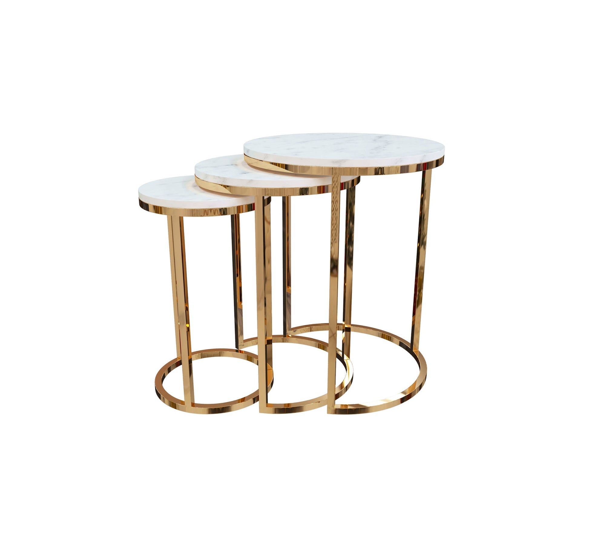 Three side tables with white marble top - Vitrine Furniture - Side Tables